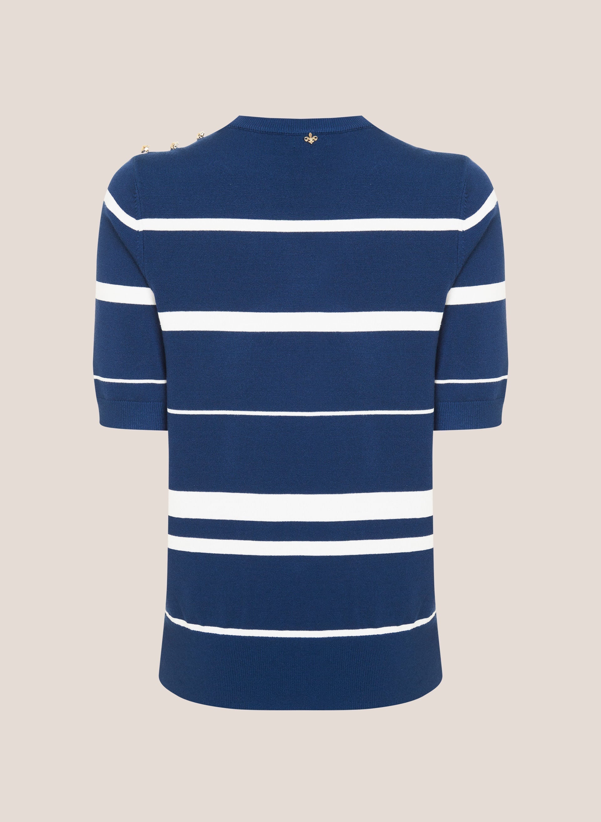 Camiseta Feminina Regular Fit Listras Azul Escuro Confortável