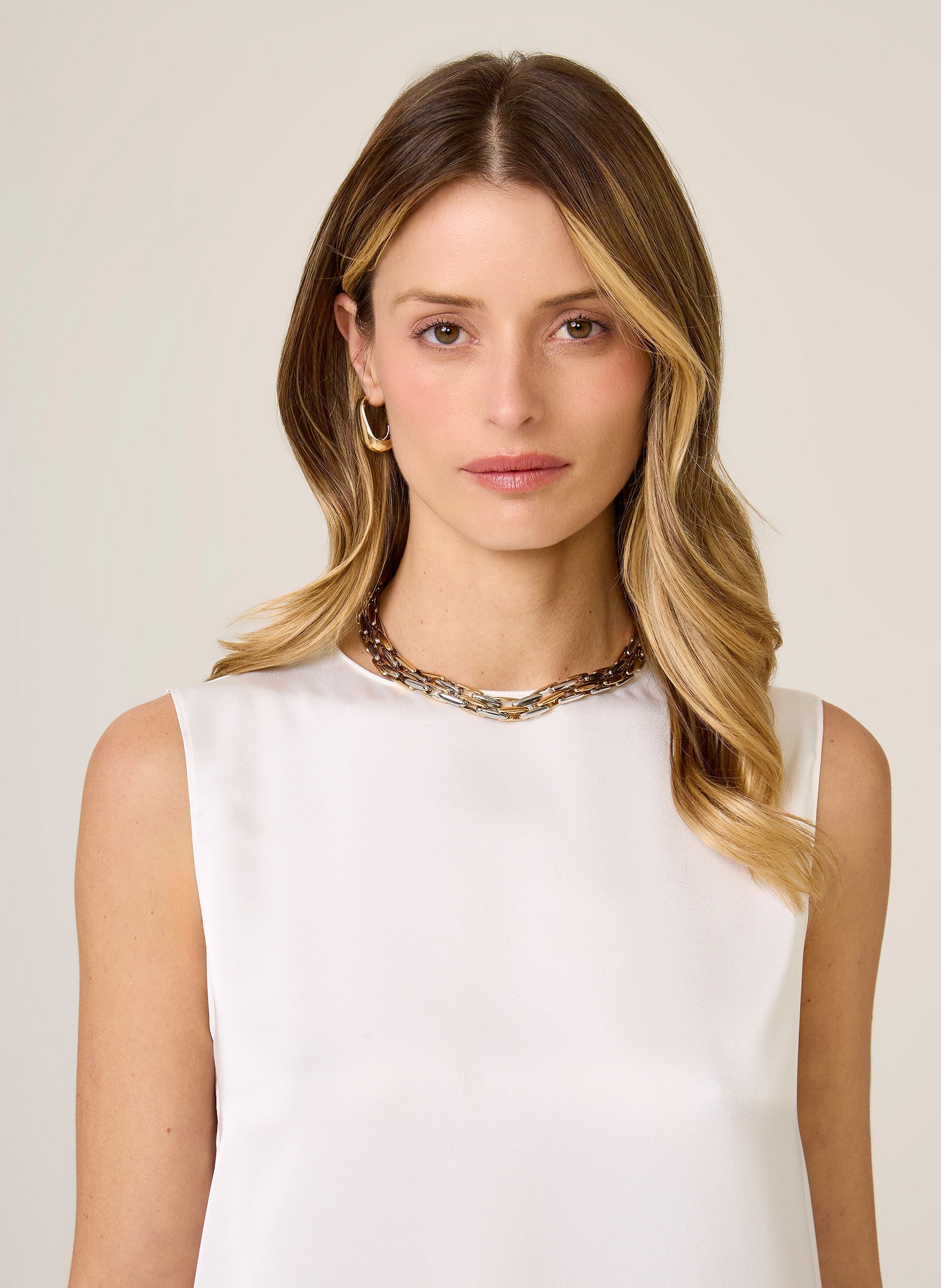 Blusa Reta Sem Manga Aline Feminina Elegante Off White