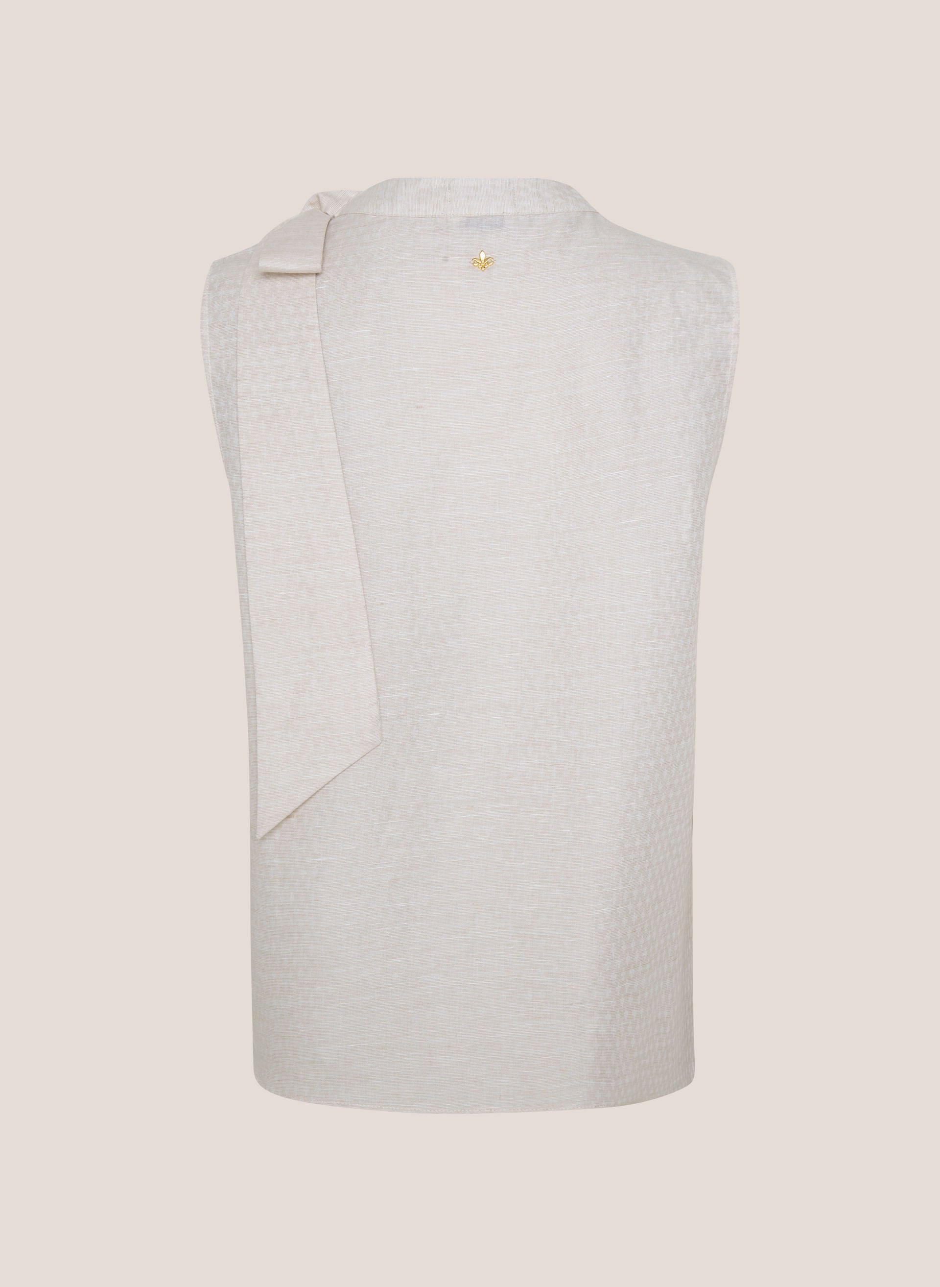 Blusa Reta Feminina com Amarração Elegante em Tecido Bege