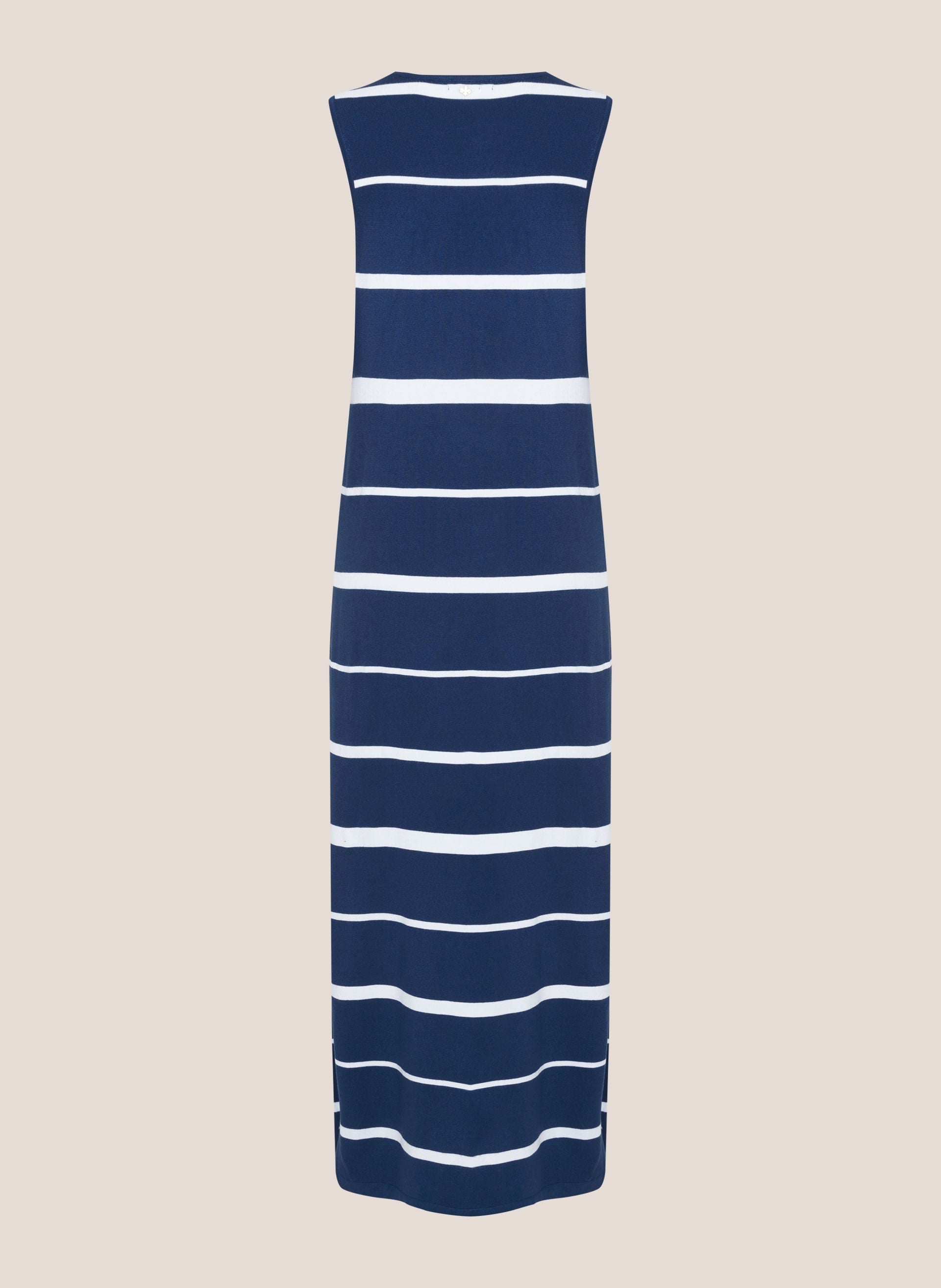 Vestido Longo Feminino Azul Escuro com Listras Brancas Dudalina