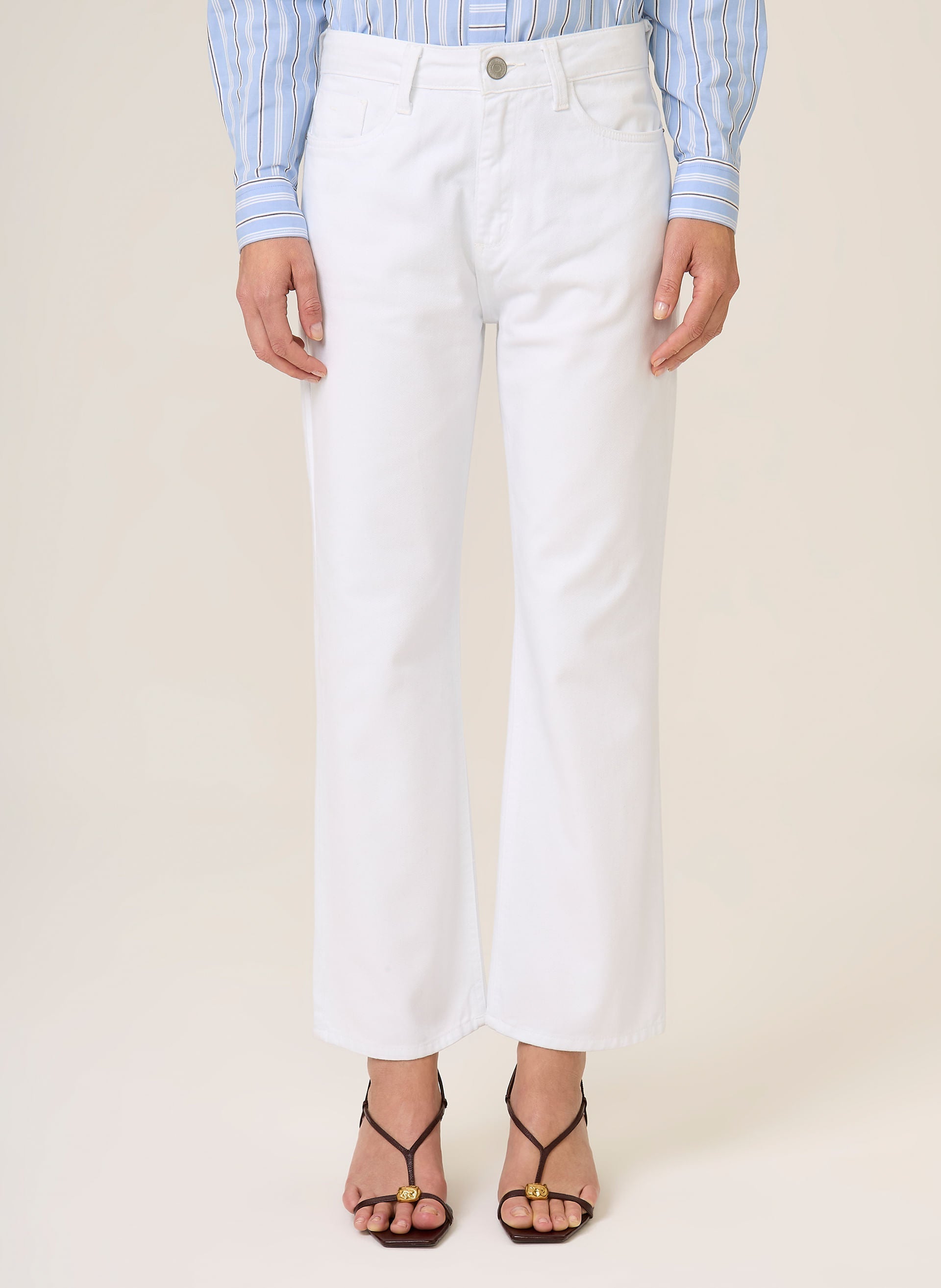 Calça Sarja New Reta Ísis Dudalina Feminina Branca Confortável