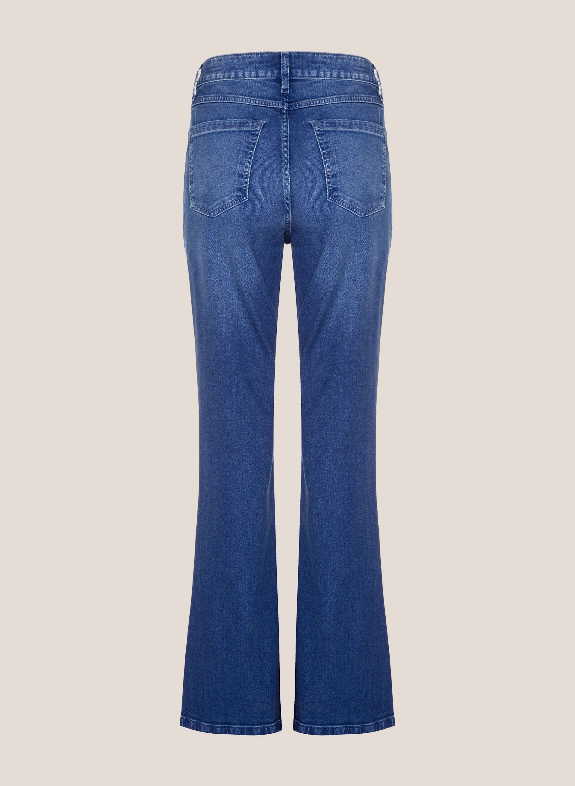 Calça Jeans Flare Feminina Dudalina Azul Jeans Médio Estilo Moderno