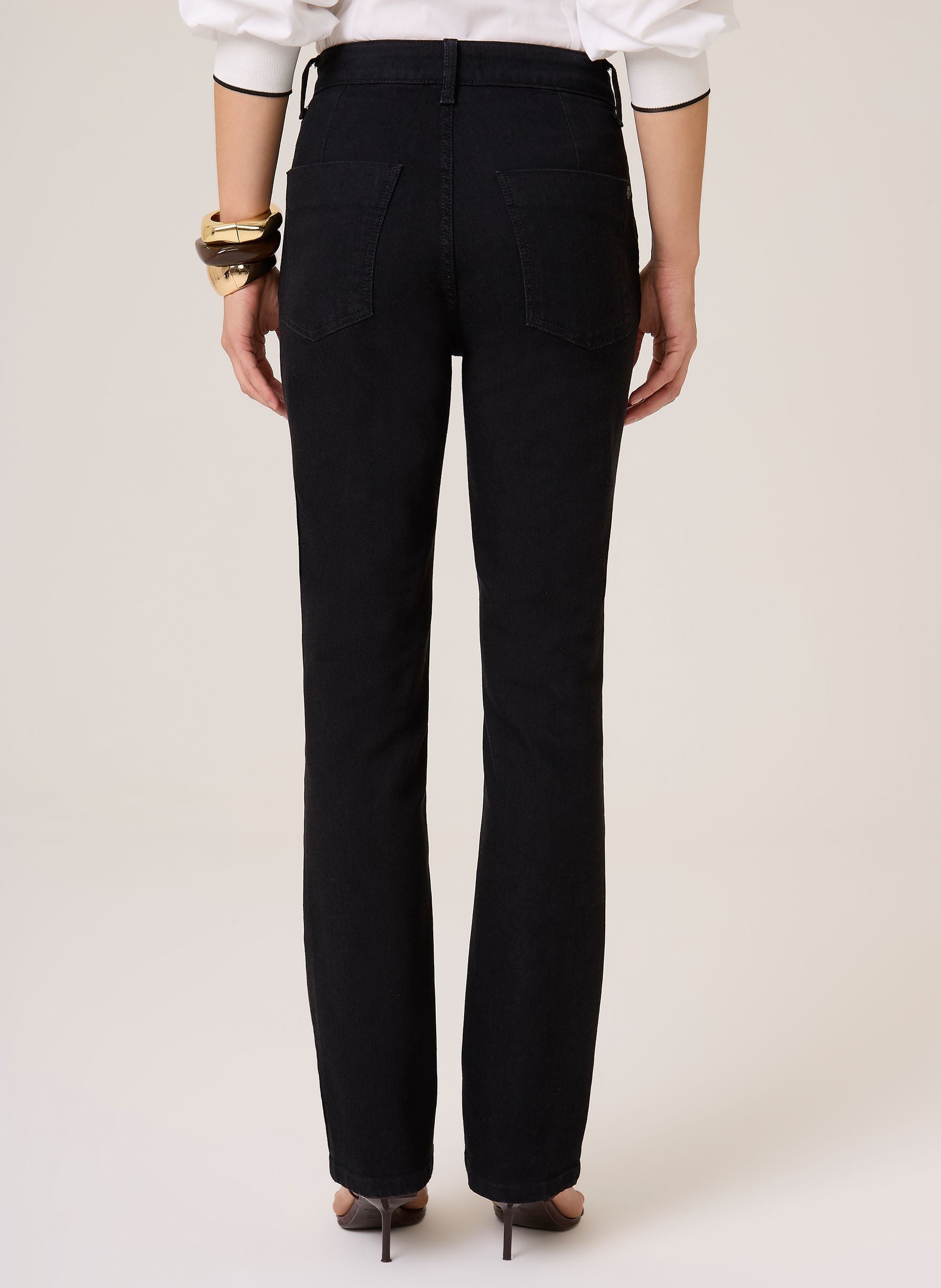 Calça Jeans Feminina Reta Poliana Dudalina Jeans Black Escuro Elegante