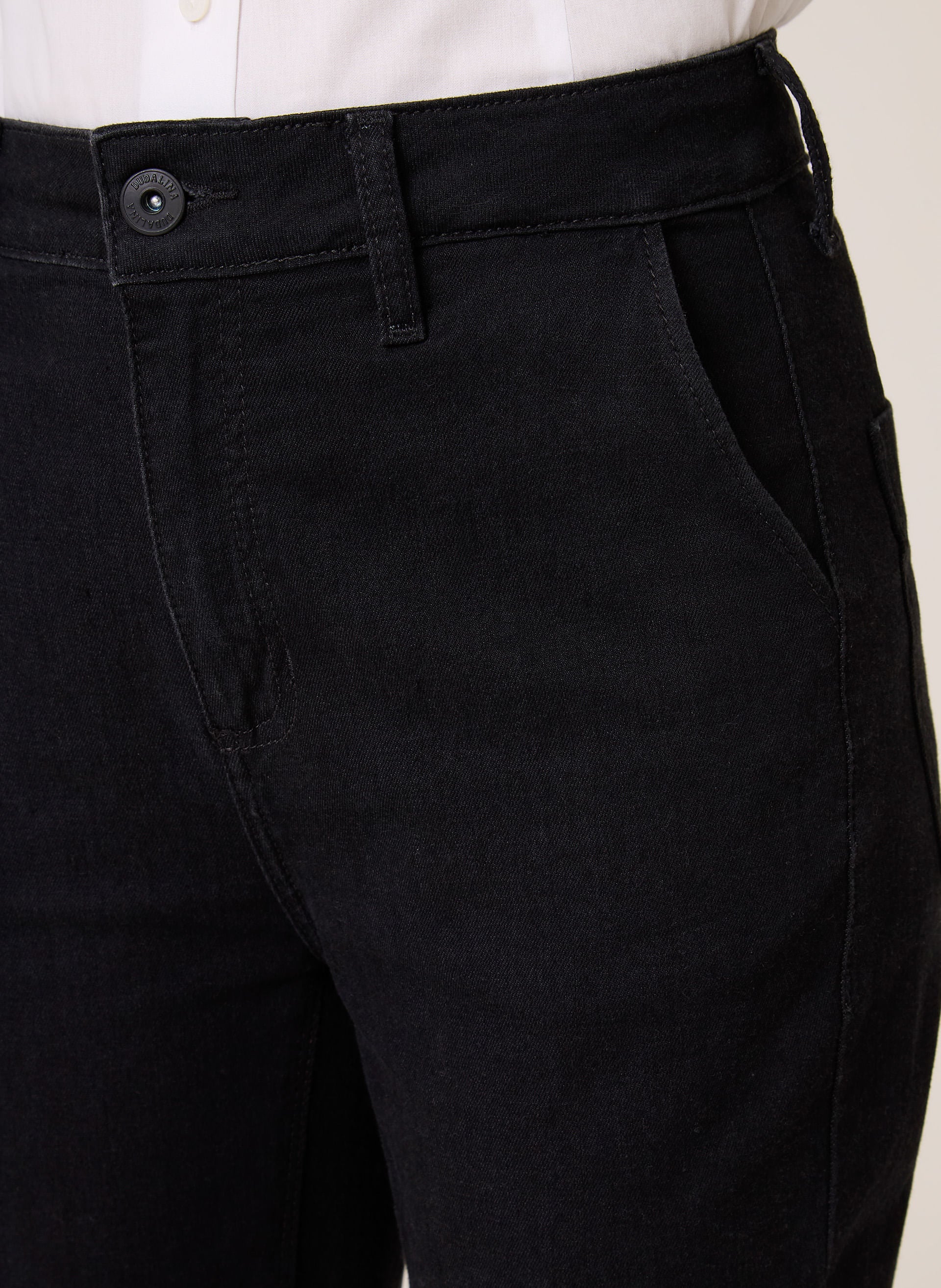 Calça Jeans Feminina Reta Poliana Dudalina Jeans Black Escuro Elegante