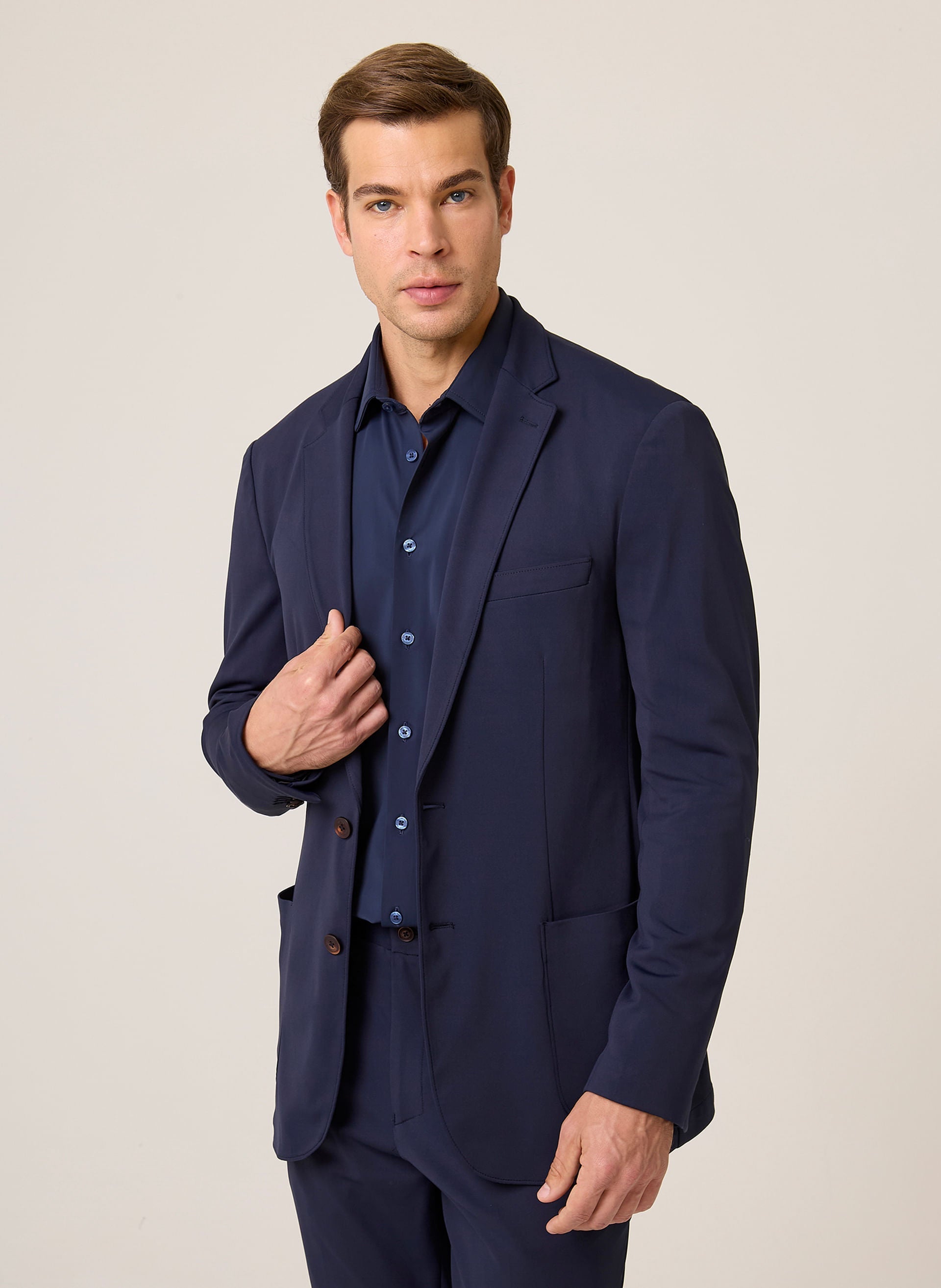 Blazer Masculino Tech Malha Performance Azul Marinho Confortável