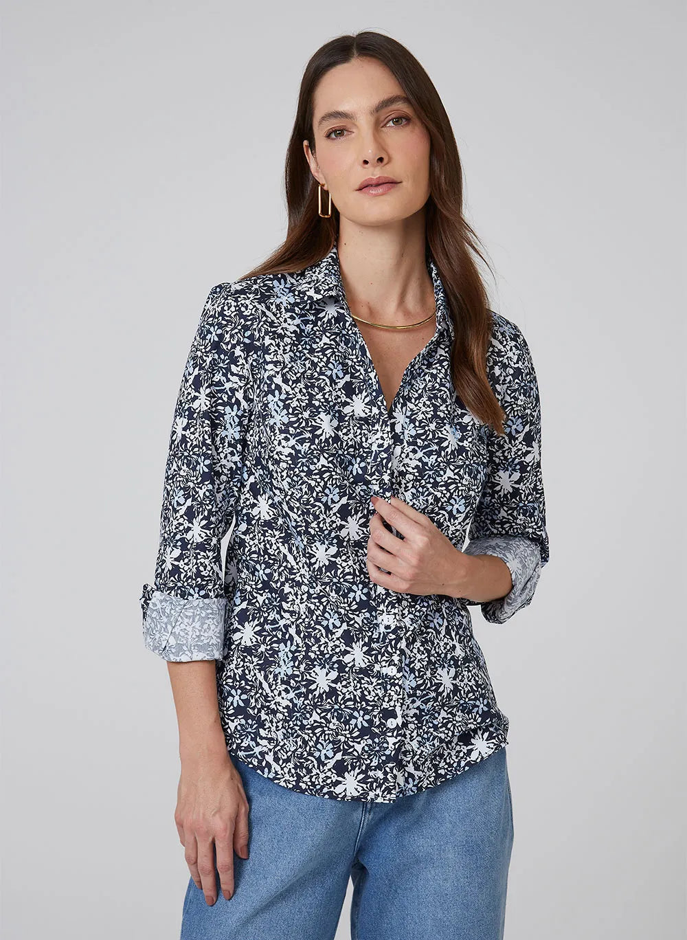 Camisa Slim Estampada Dudalina Feminina