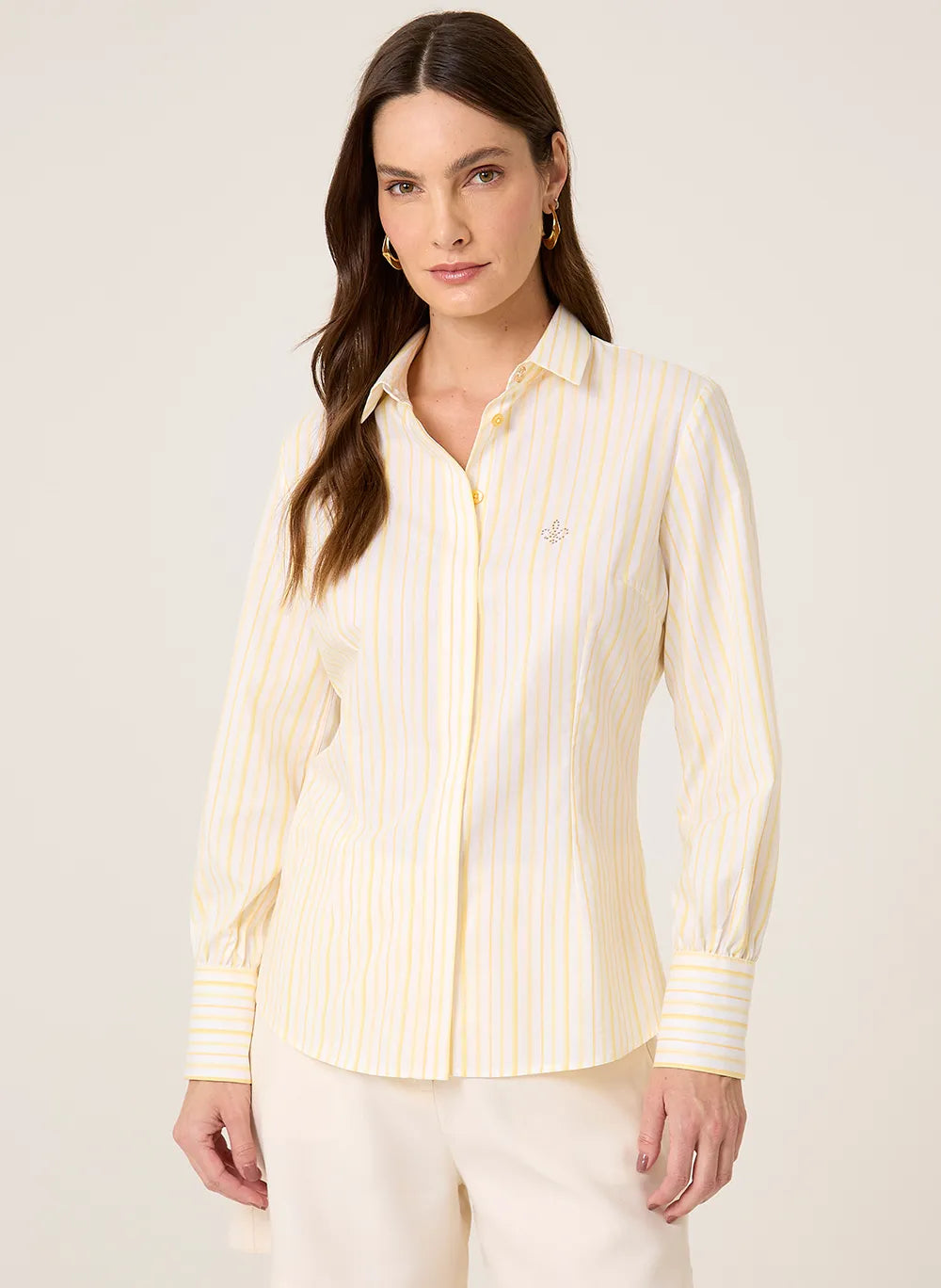 Camisa Slim Fio Tinto Listrado Dudalina Feminina