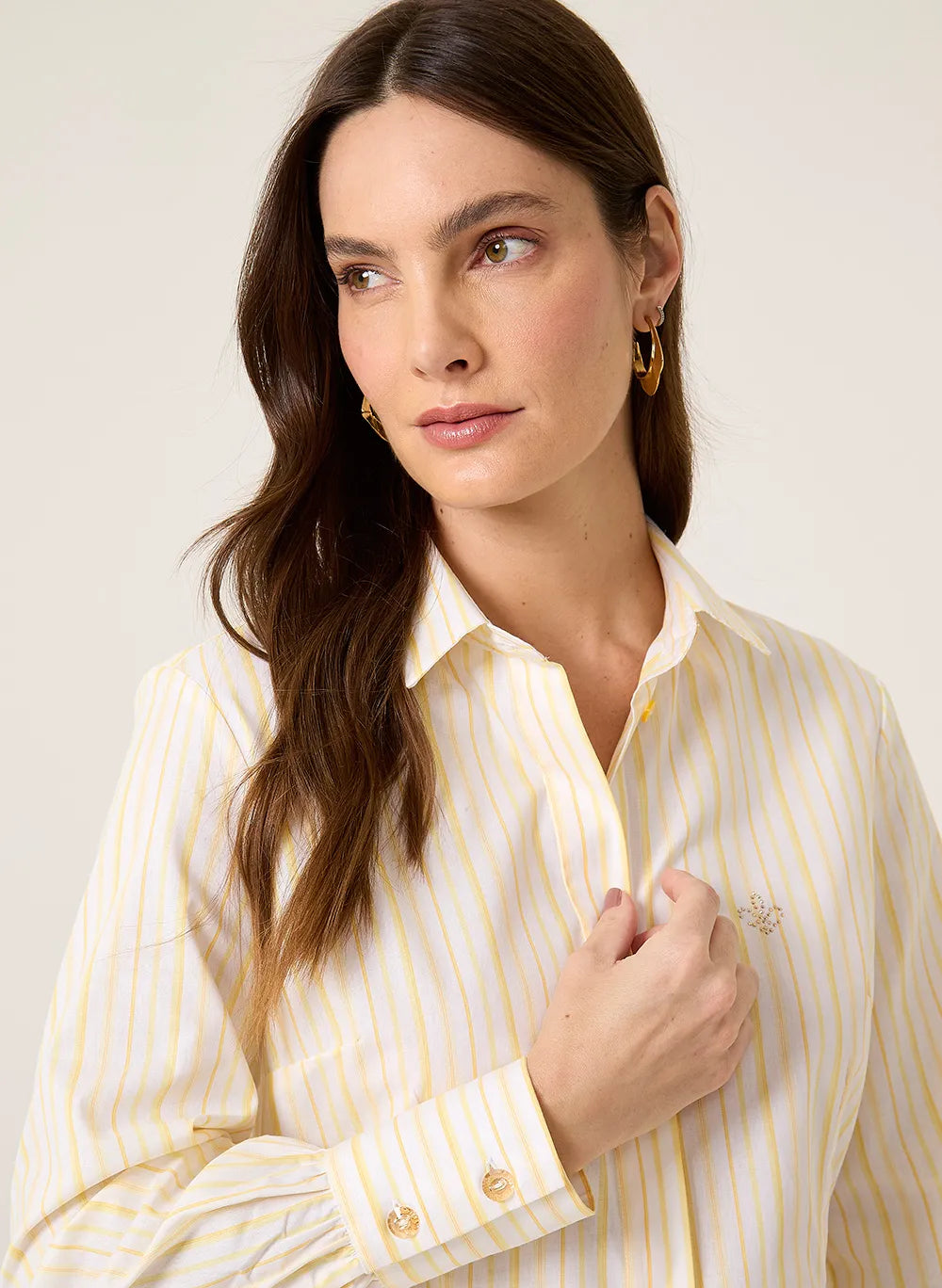 Camisa Slim Fio Tinto Listrado Dudalina Feminina