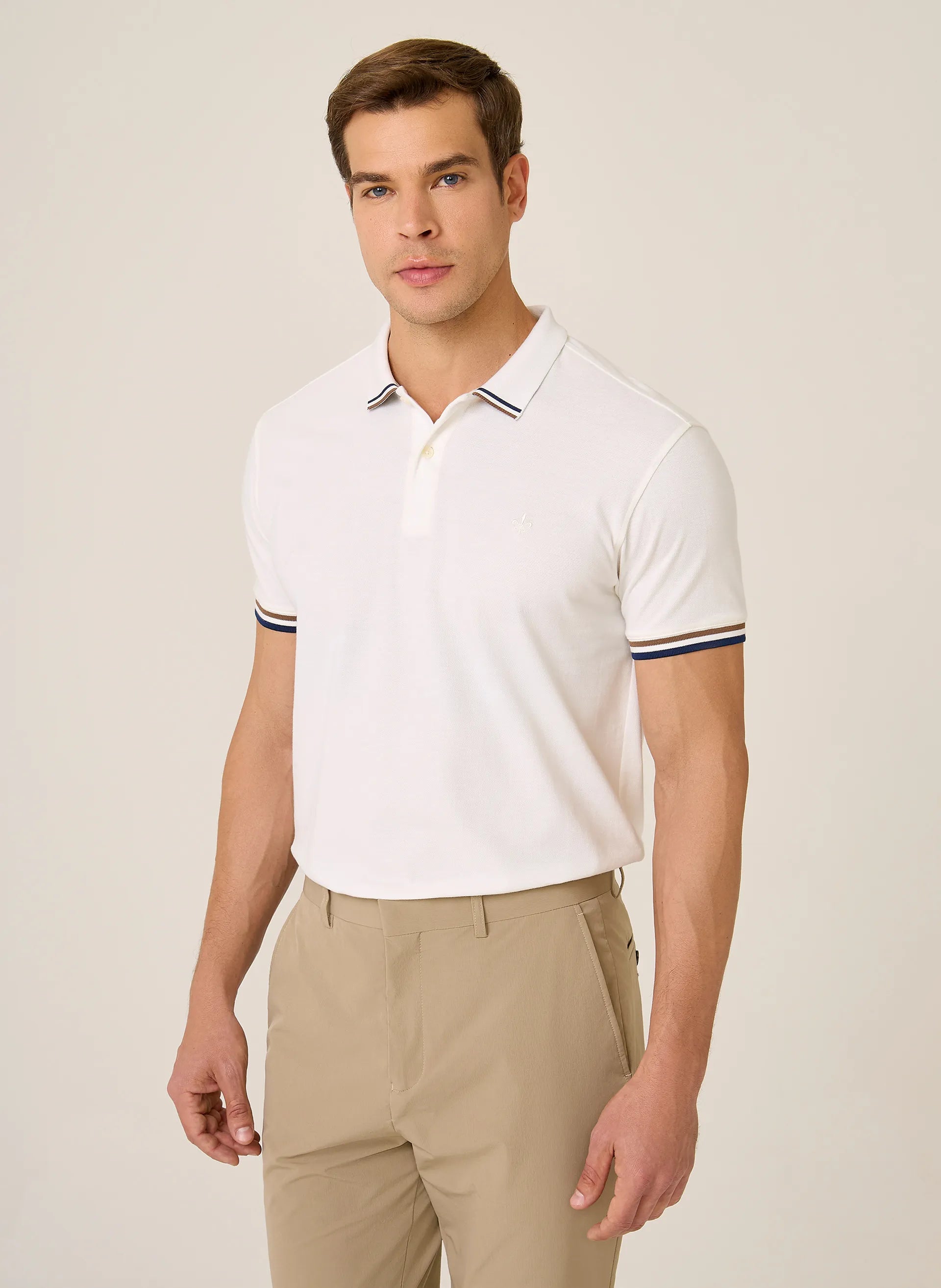 Polo Regular Fit Piquet Gola Jacquard Dudalina Masculina