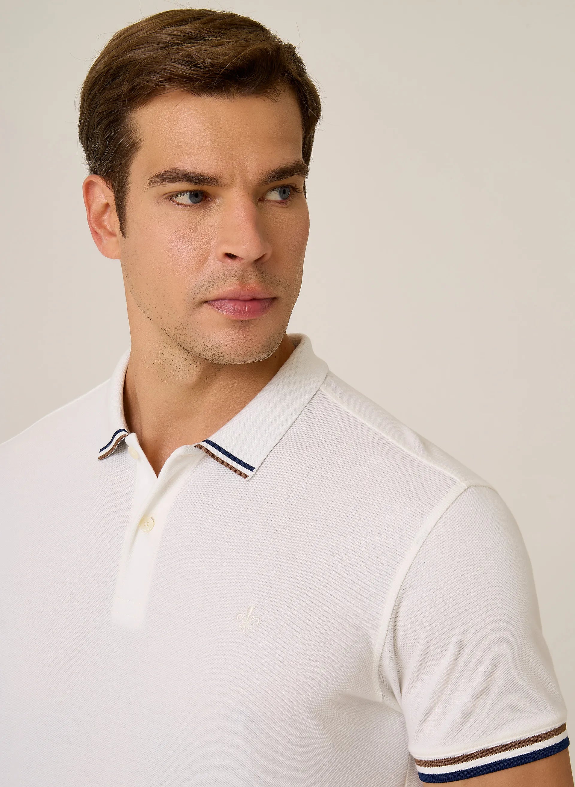Polo Regular Fit Piquet Gola Jacquard Dudalina Masculina