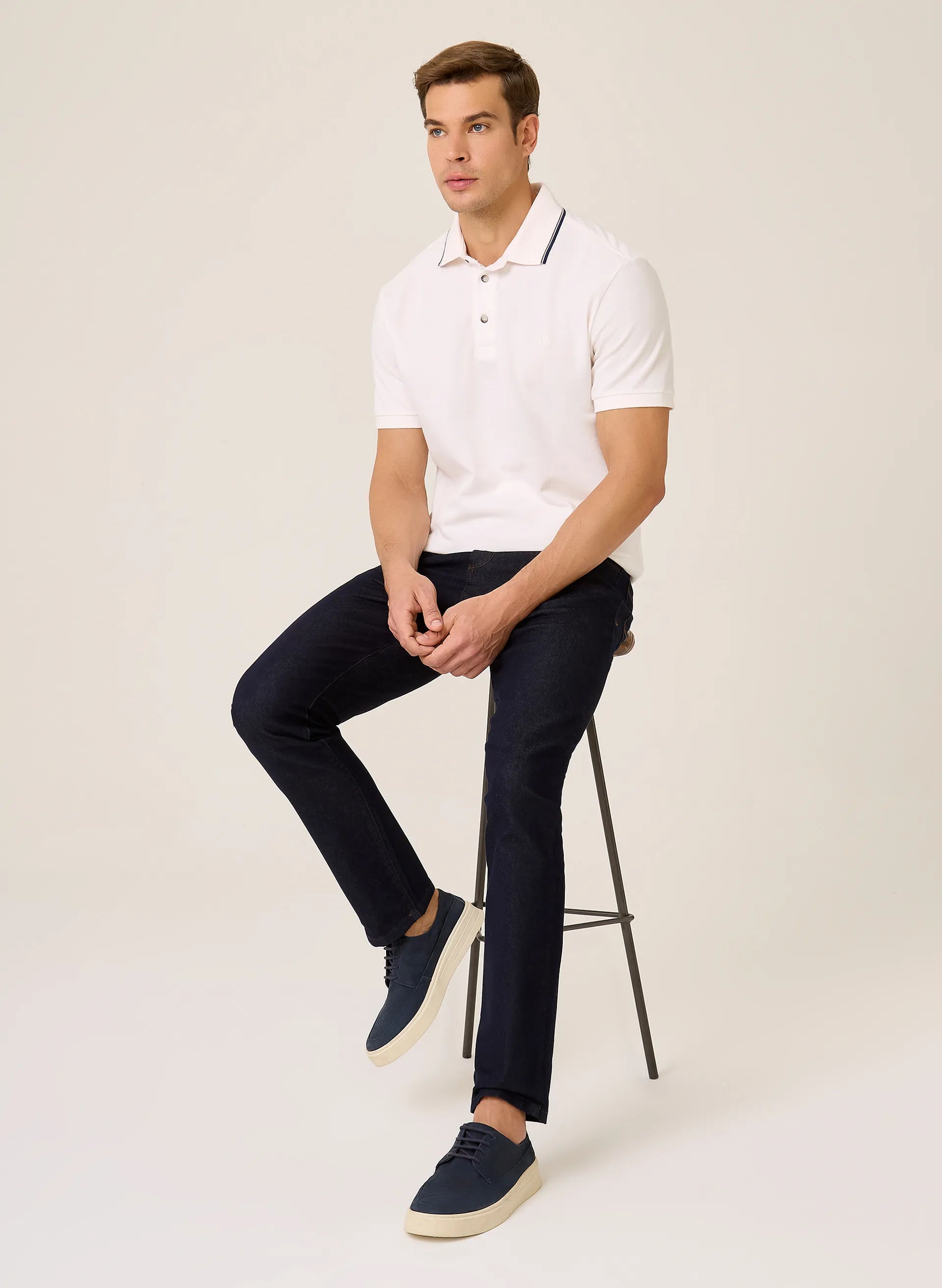 Polo Regular Fit Gola Favo Frisos Dudalina Masculina