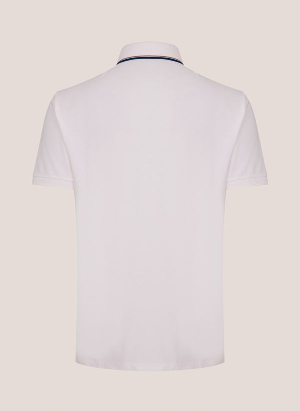 Polo Masculina Regular Fit Gola Favo com Frisos Off White