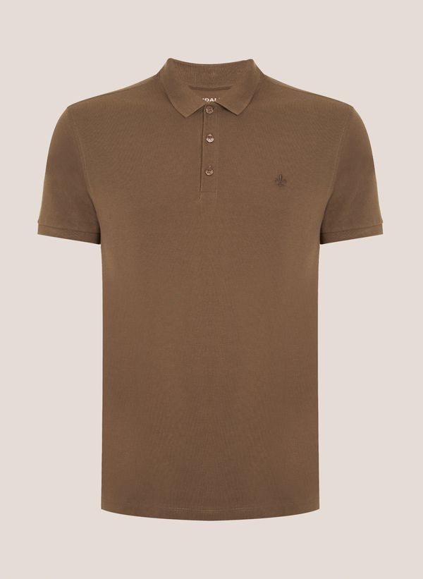 Polo Regular Fit Essential Básica Masculina Marrom Médio Confortável
