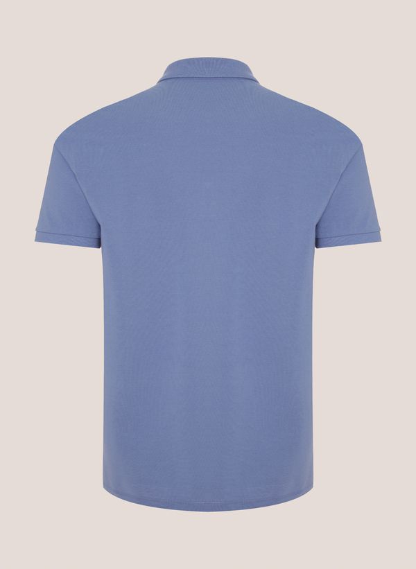 Polo Regular Fit Essential Básica Masculina Azul Médio Confortável