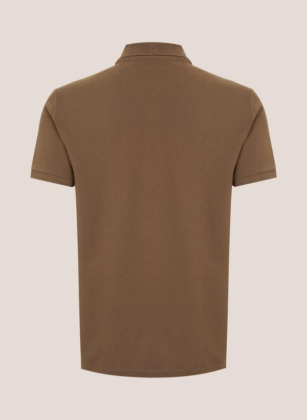Polo Regular Fit Essential Básica Masculina Marrom Médio Confortável