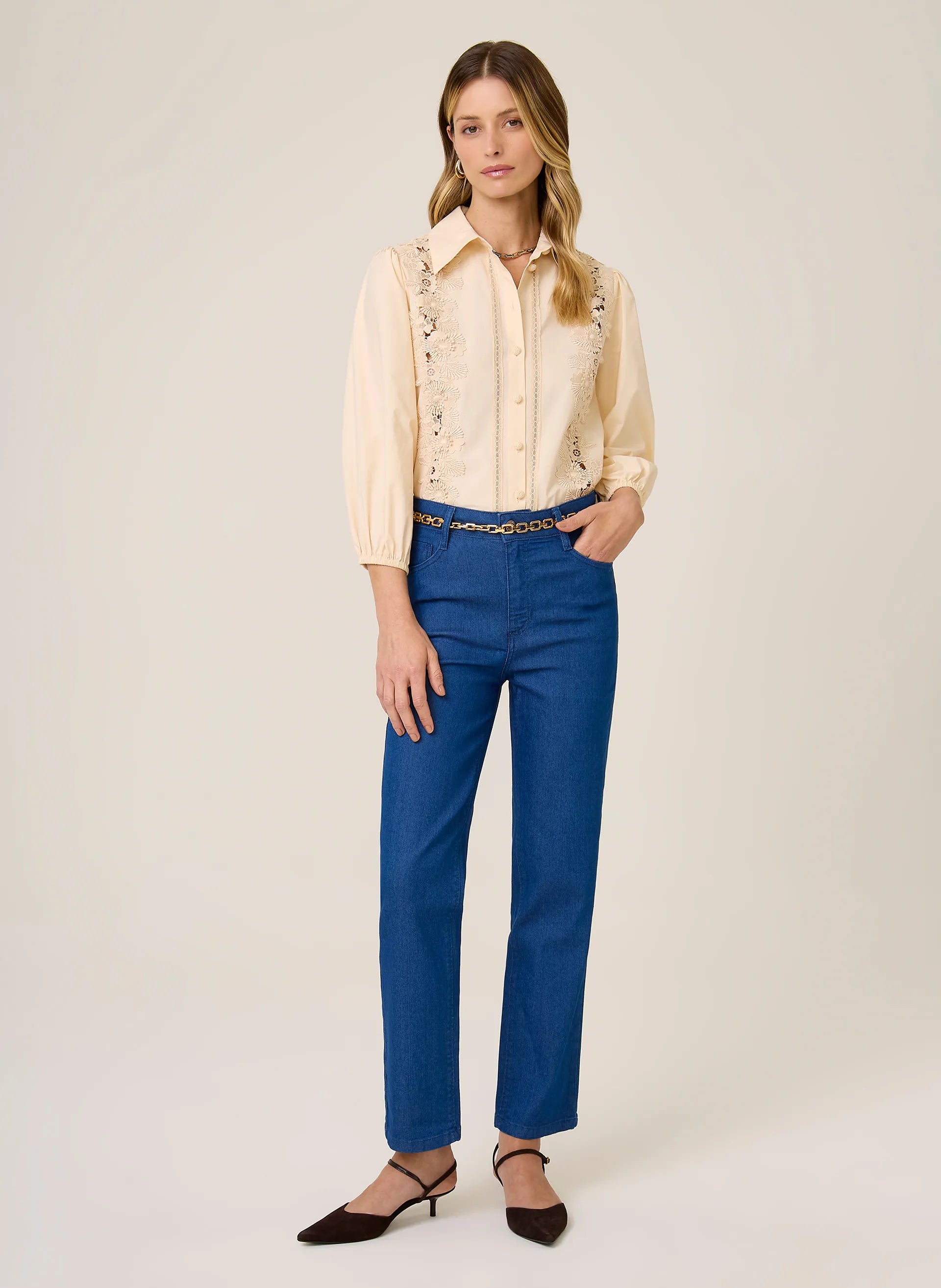 Calça Jeans Reta Cropped Dudalina Feminina
