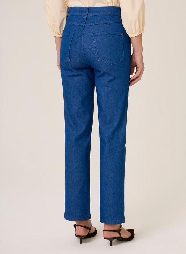 Calça Jeans Reta Cropped Feminina Jeans Médio Conforto