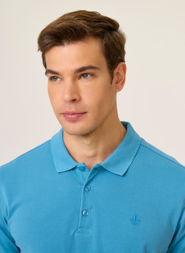 Polo Masculina Regular Fit Essential Básica Azul Confortável