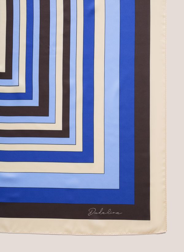 Lenço Geométrico Feminino Dudalina Estampa Azul Médio Sofisticado