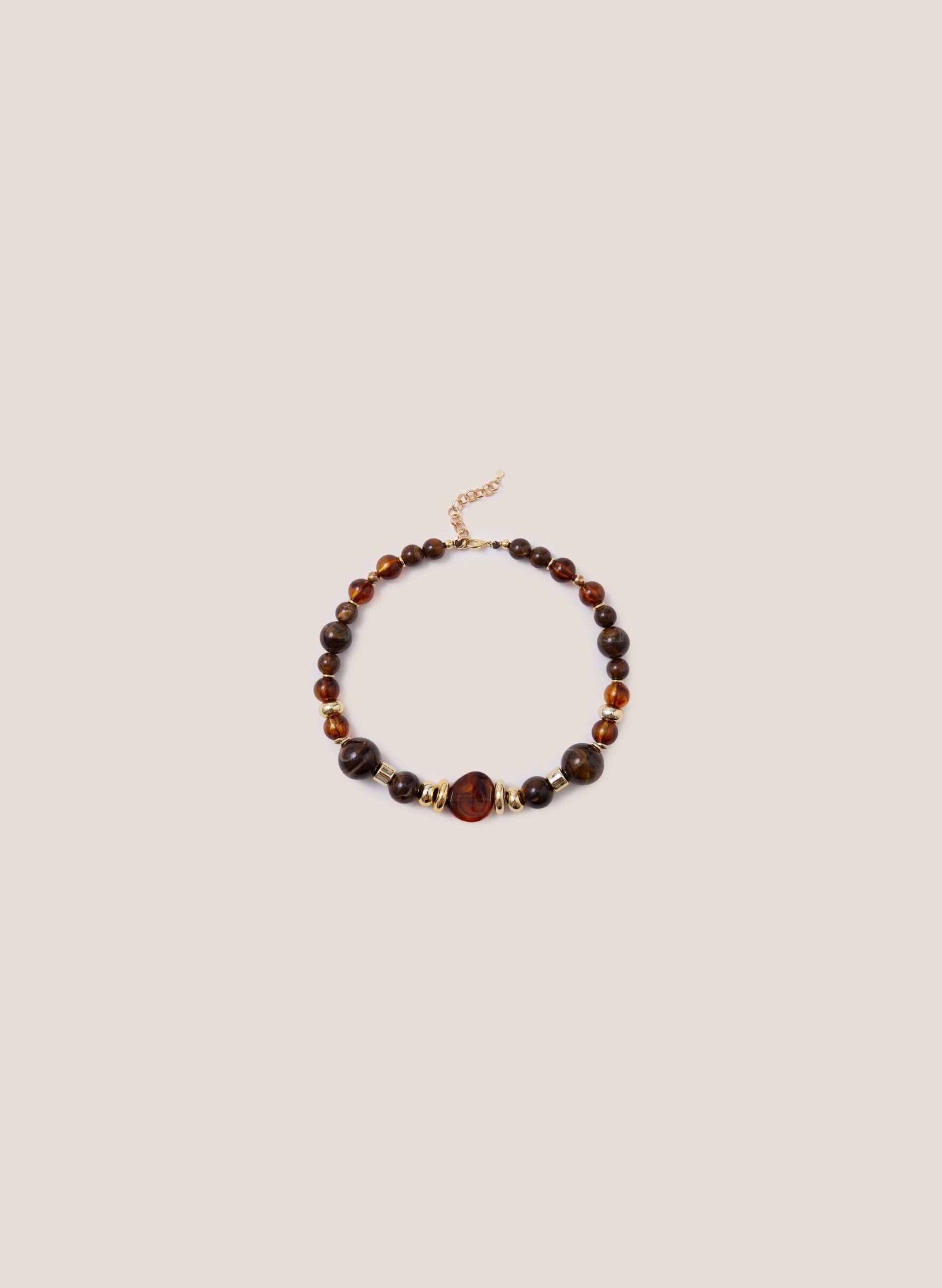 Colar Feminino Lulu Dudalina Com Conta Marrom Escuro Sofisticado