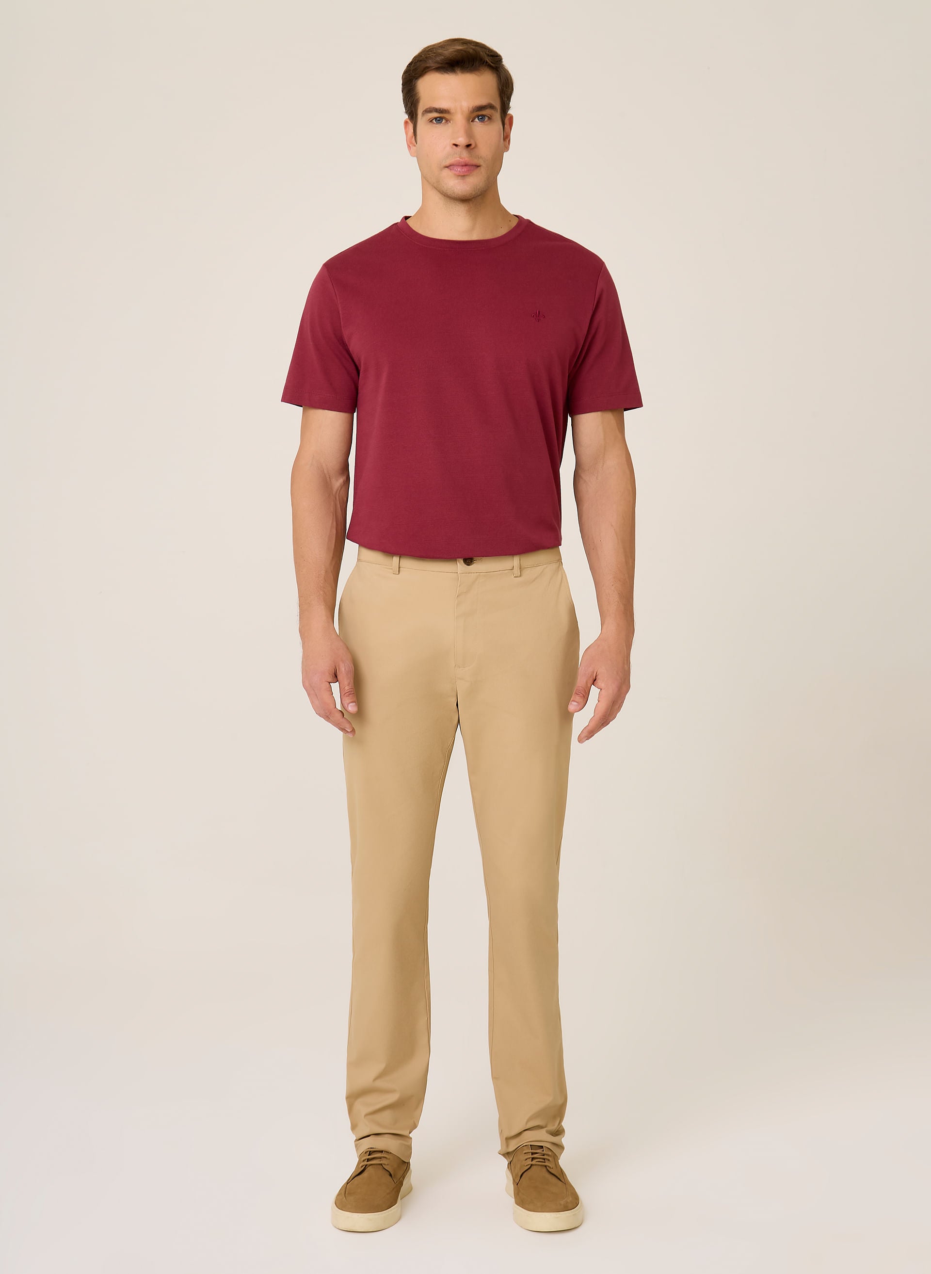 Camiseta Masculina Regular Fit Textura Confortável Vermelha