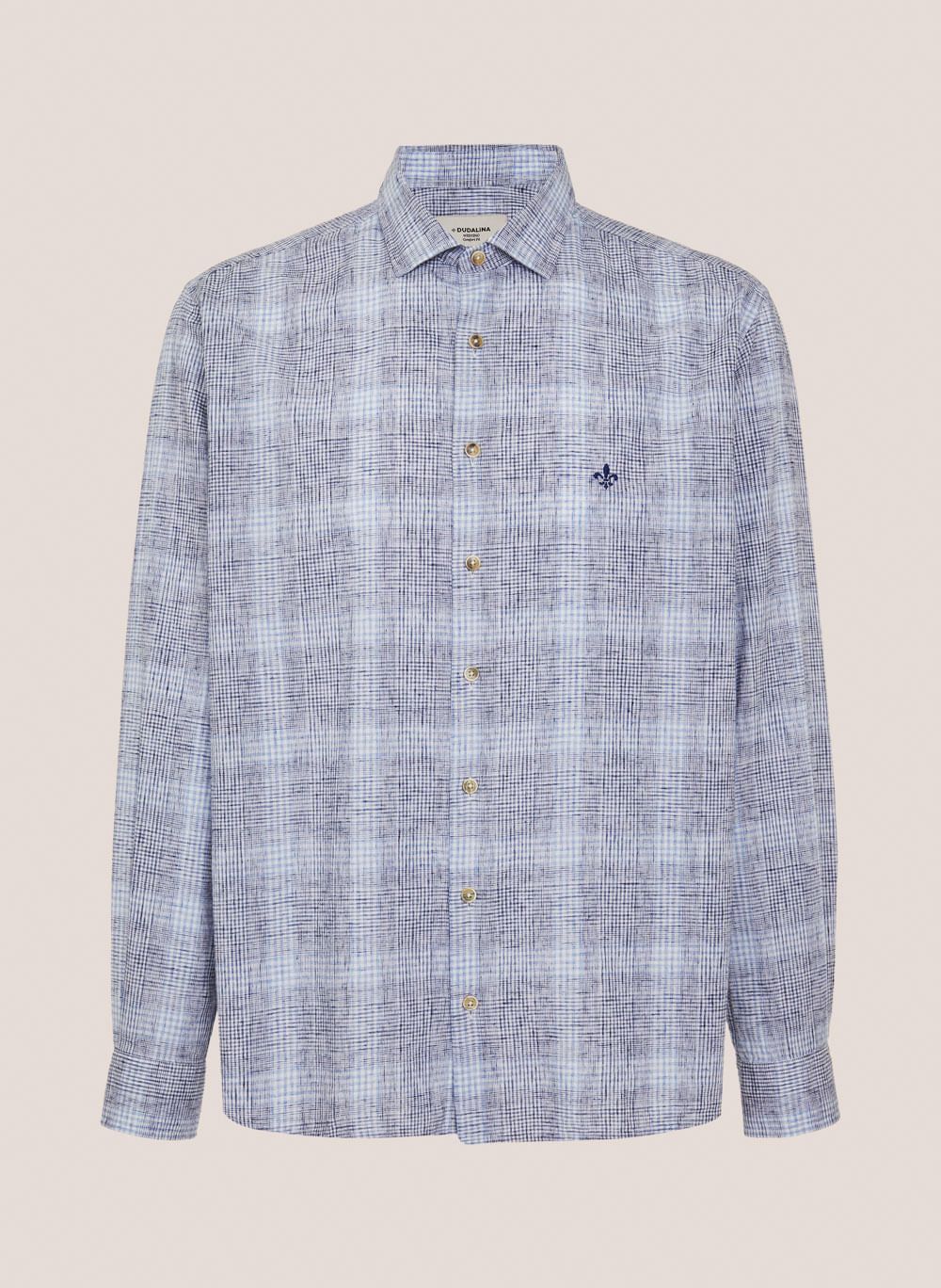 Camisa Masculina Comfort Fit Blend Xadrez Azul Confortável