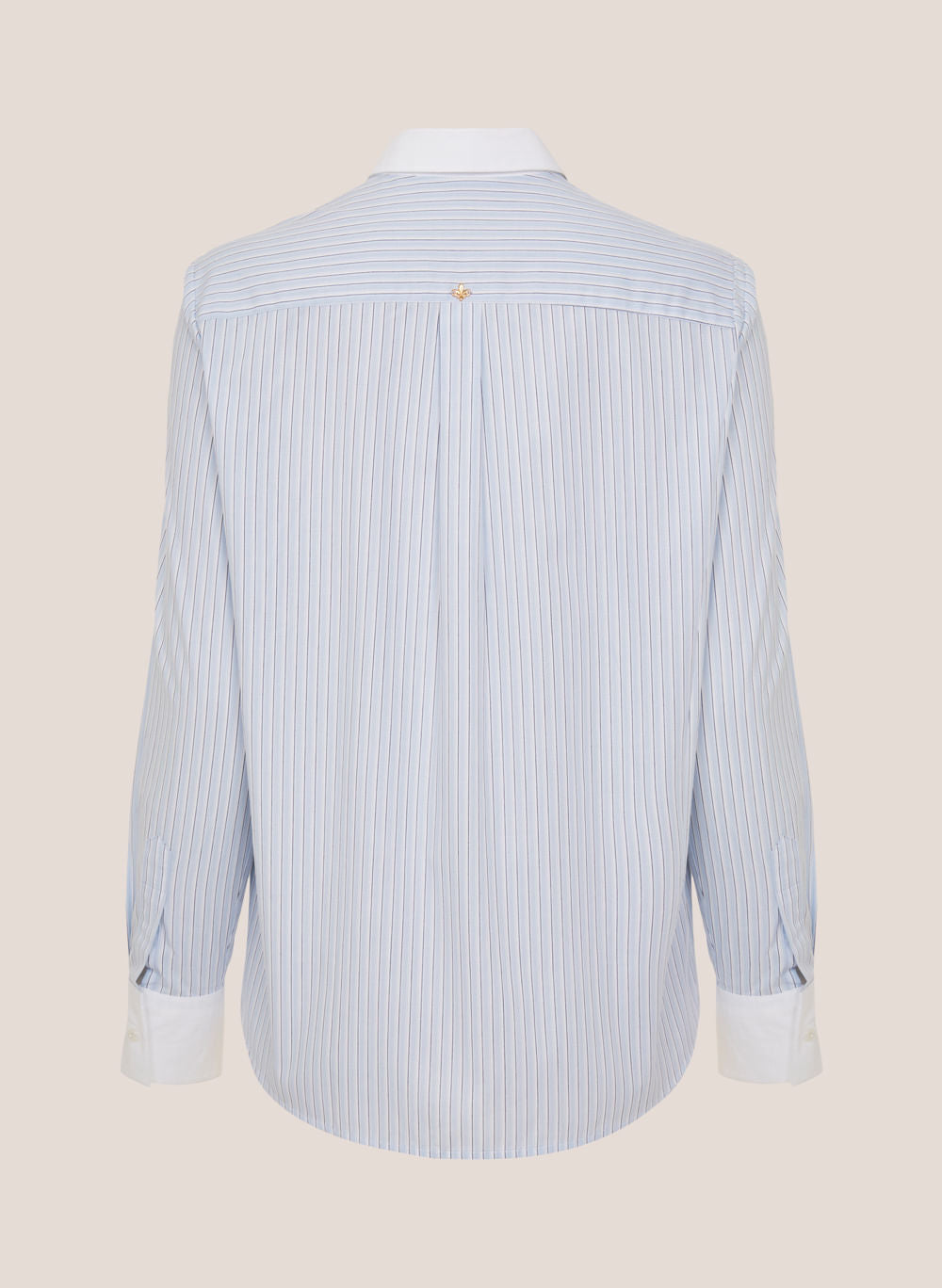 Camisa Regular Fit Listrada Feminina com Mangas Longas e Botões