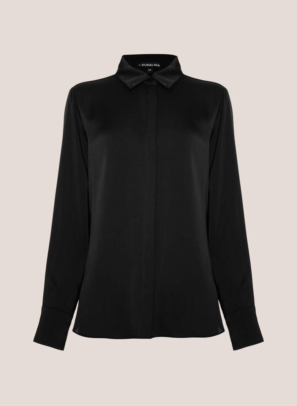Camisa Regular Fit Feminina Aline Dudalina Preto Elegante
