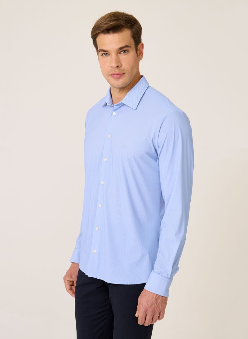 Camisa Slim Fit Performance Dudalina Masculina Azul