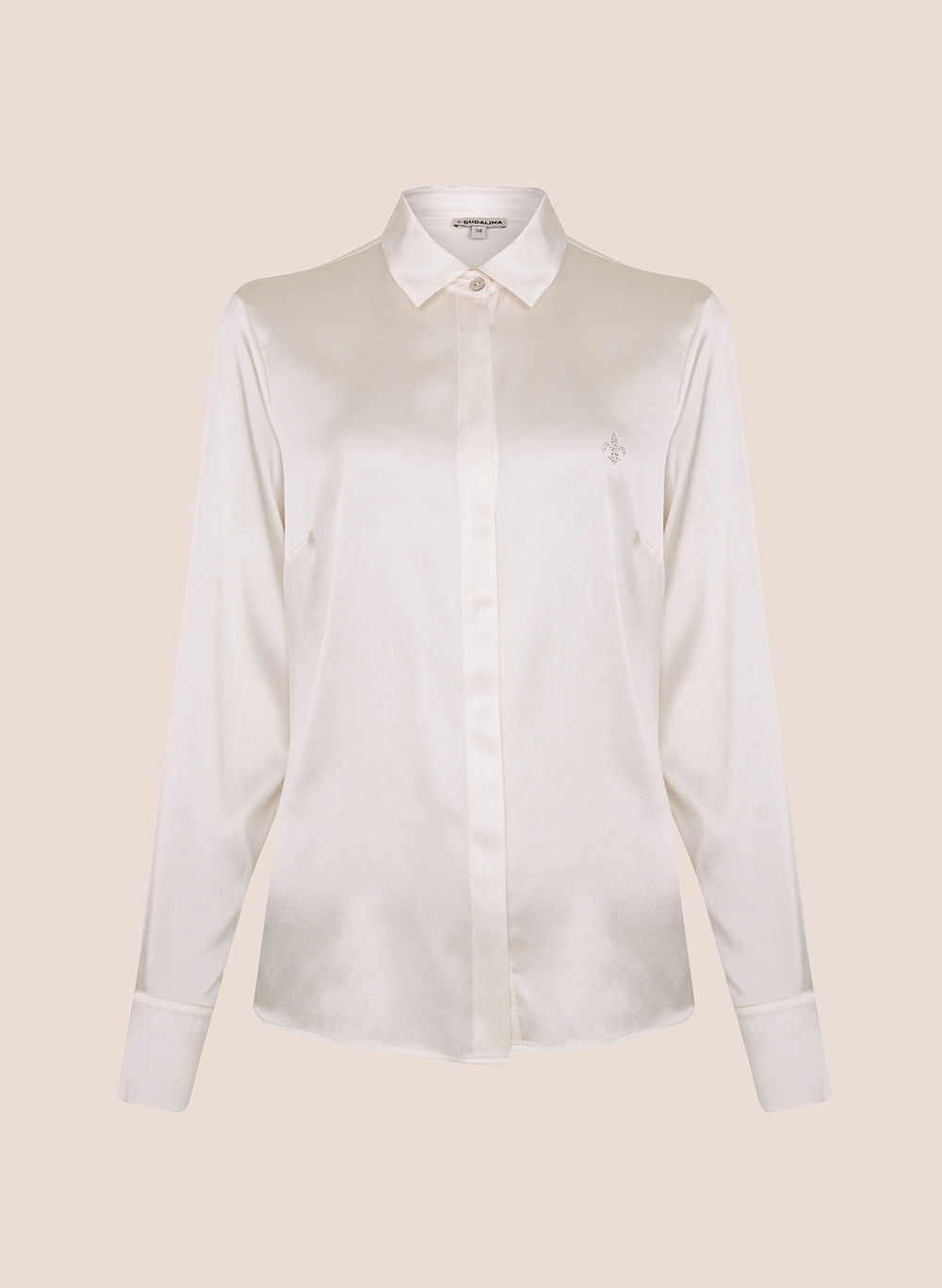 Camisa Feminina Slim Fit em Seda Lis Off White Elegante
