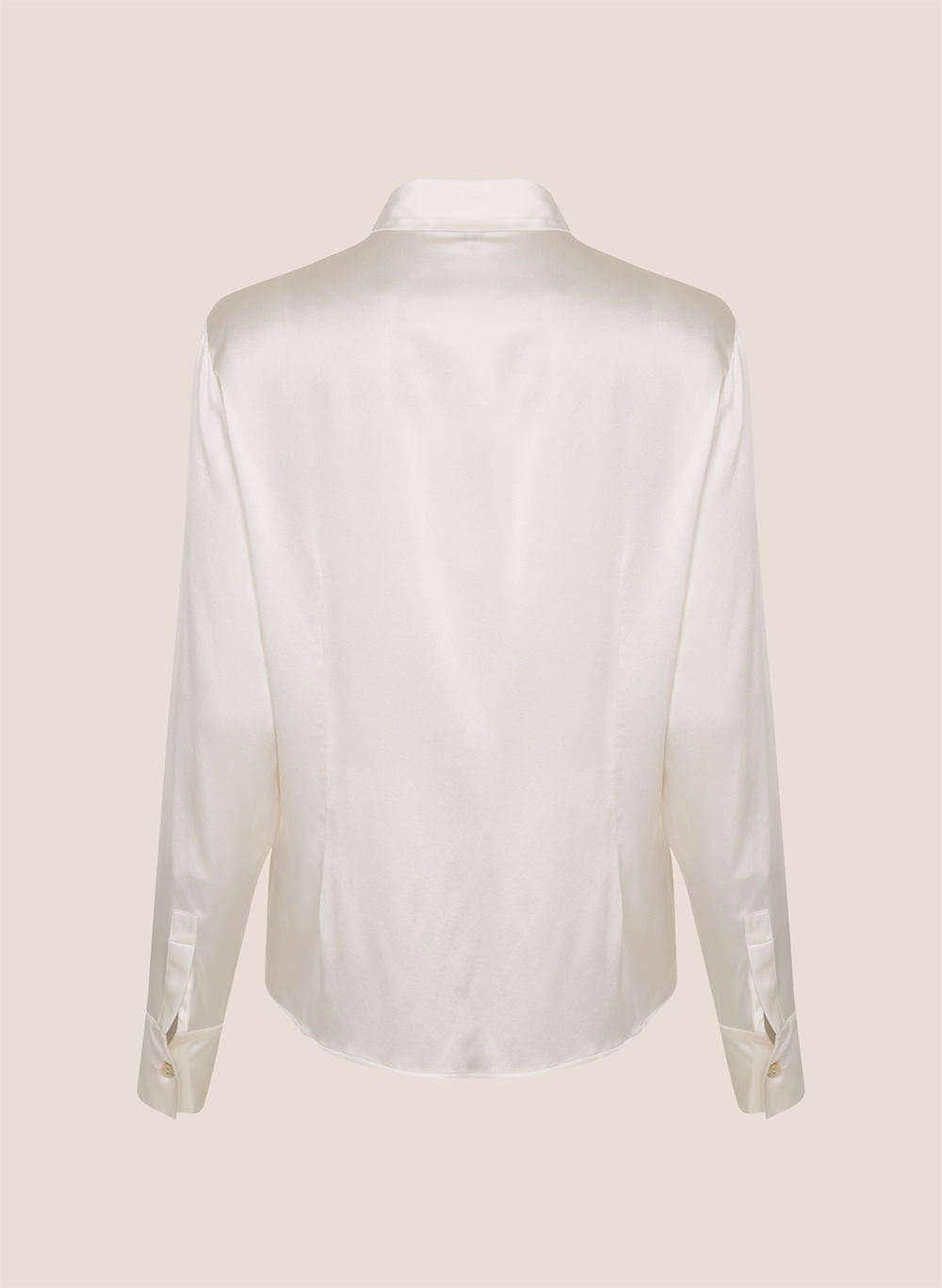 Camisa Feminina Slim Fit em Seda Lis Off White Elegante