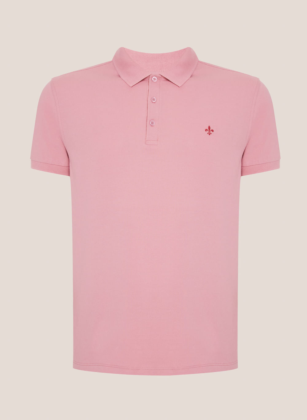 Polo Masculina Regular Fit Essential Básica Rosa Claro Algodão