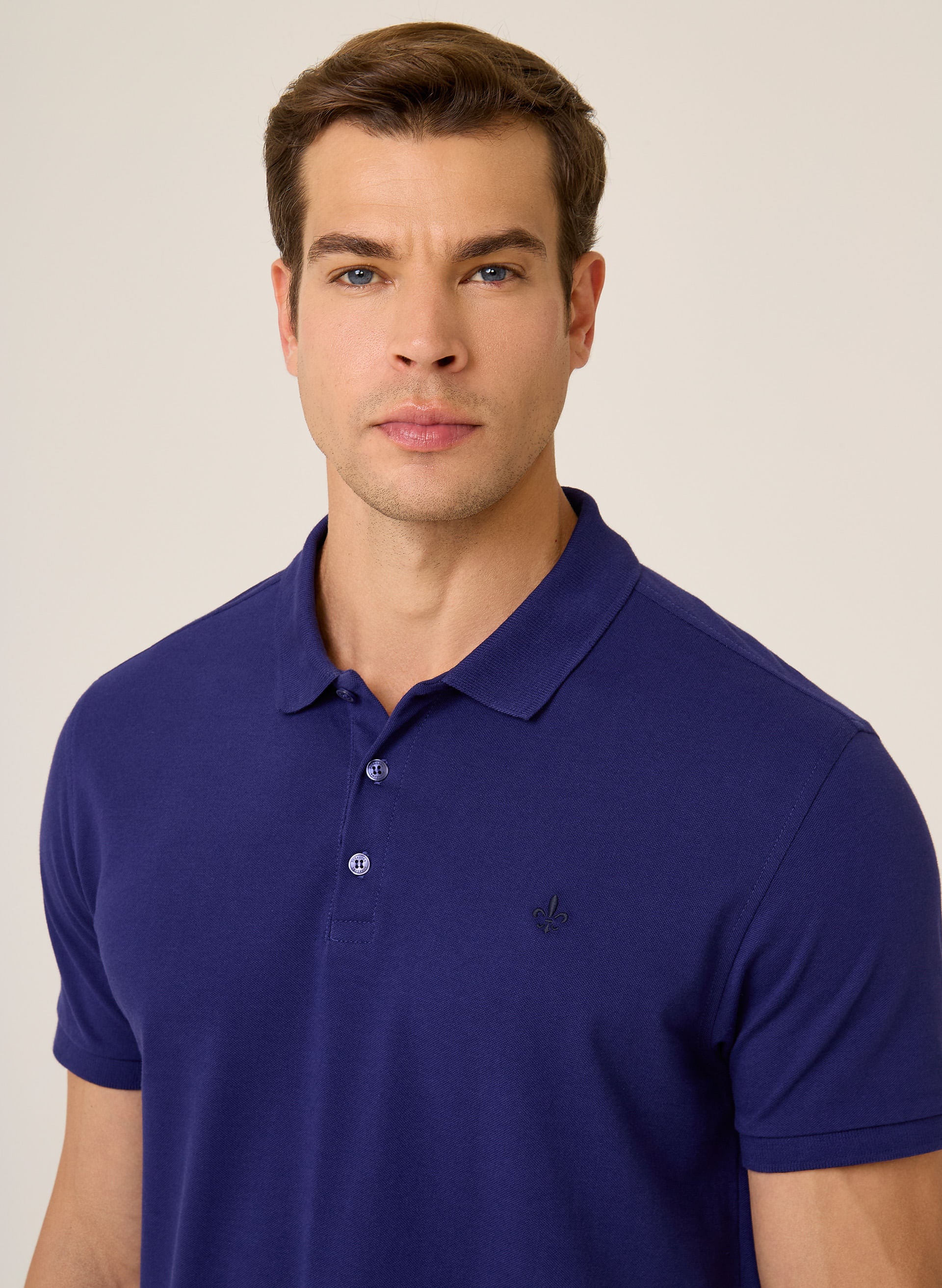 Polo Regular Fit Essential Básica Masculina Azul Escuro Confortável