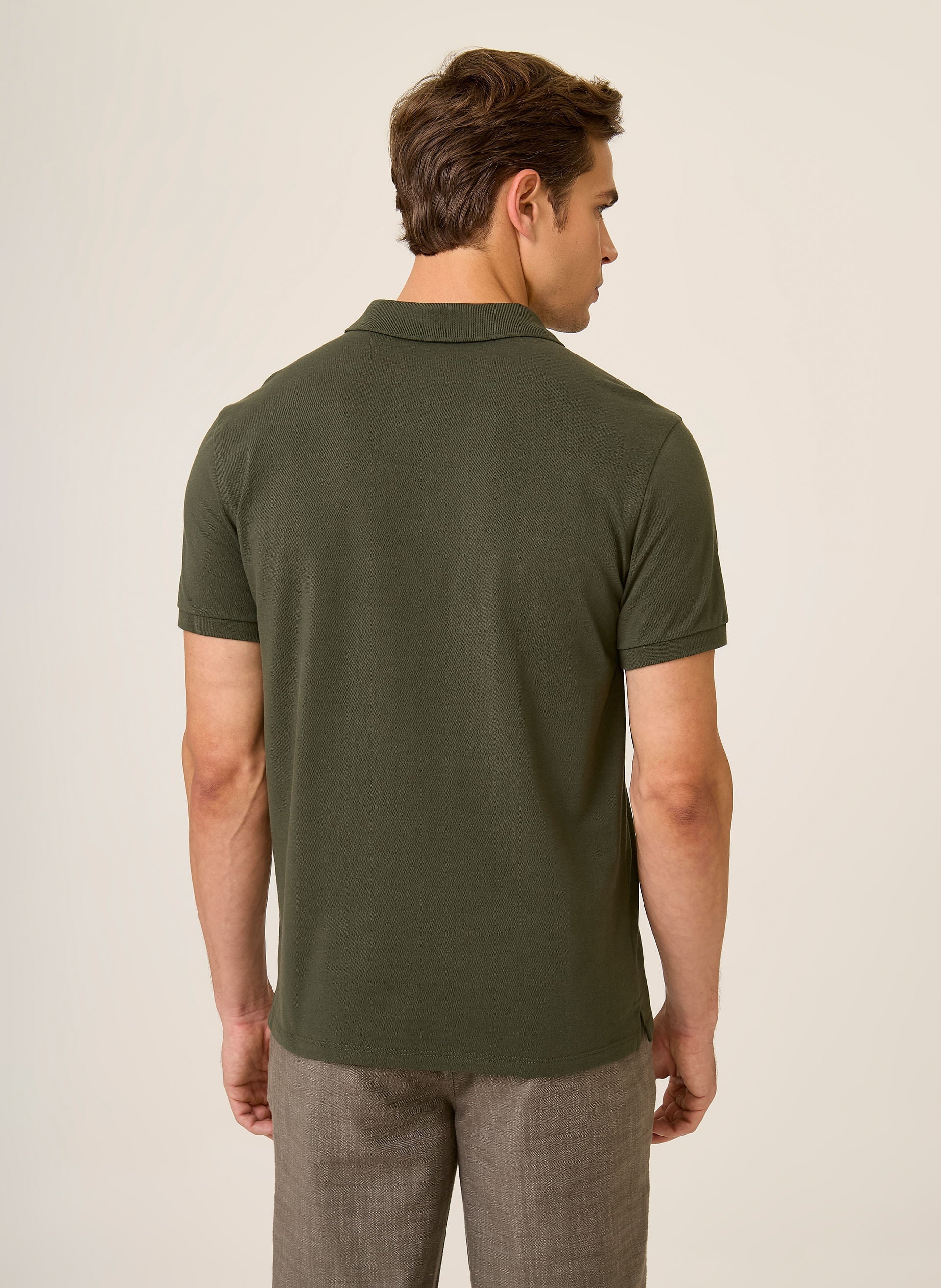Polo Masculina Regular Fit Essential Básica Verde Militar Confortável