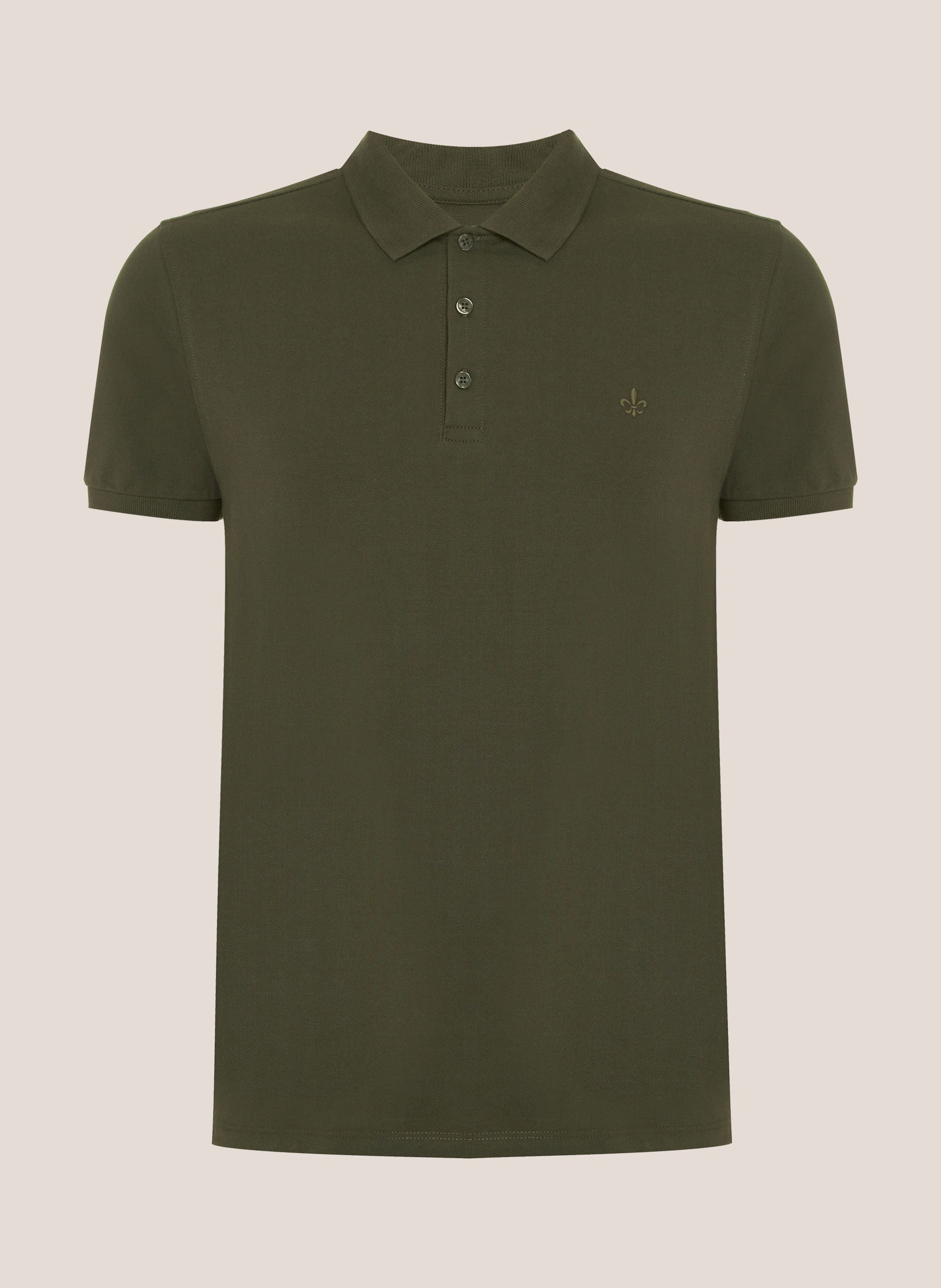 Polo Masculina Regular Fit Essential Básica Verde Militar Confortável