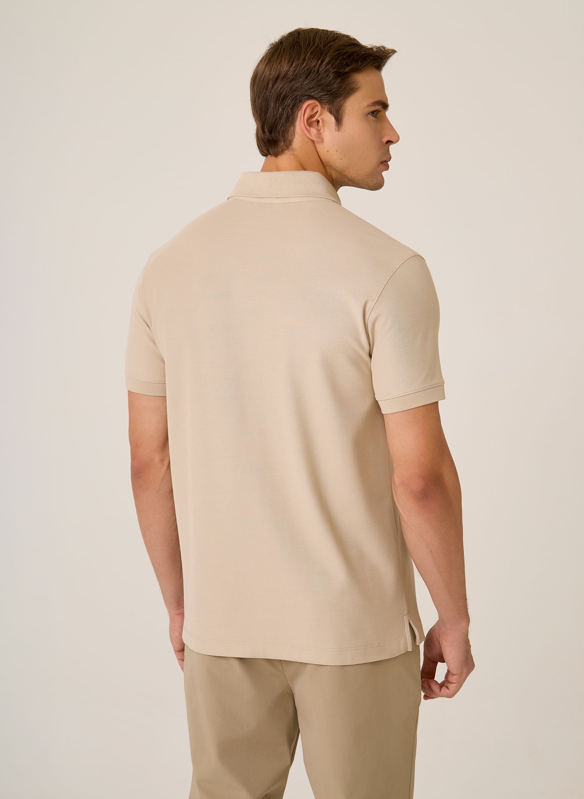 Polo Regular Fit Lisa Algodão Pima Essentials Masculina Bege