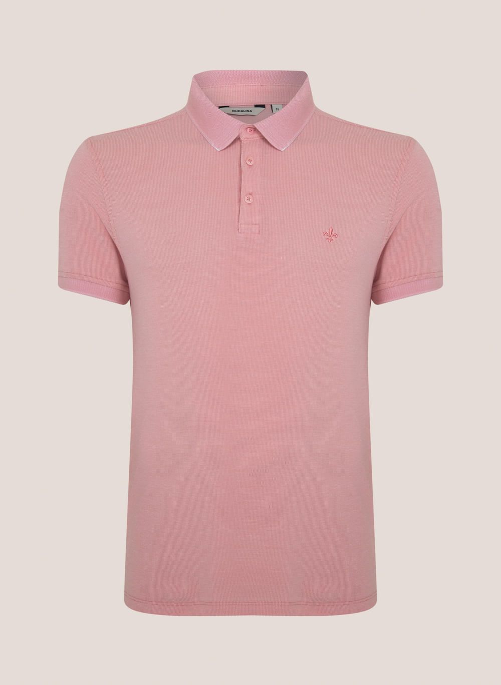 Polo Masculina Regular Fit Piquet Binada Rosa Escuro Confortável