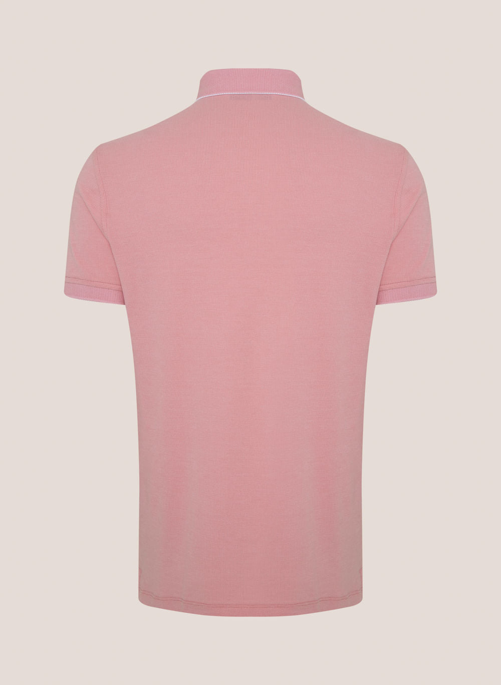 Polo Masculina Regular Fit Piquet Binada Rosa Escuro Confortável