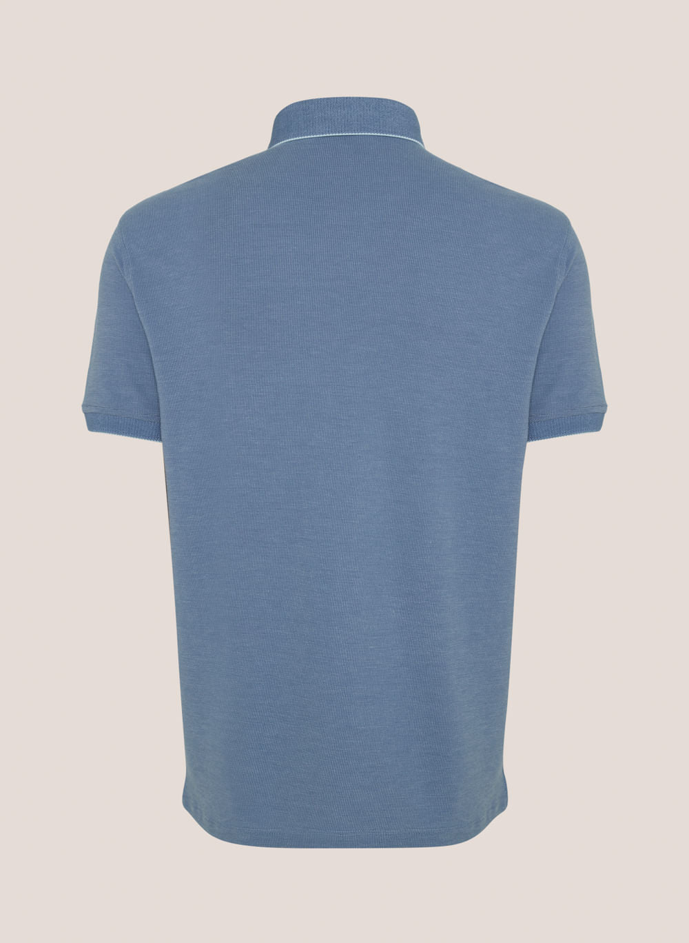 Polo Masculina Regular Fit Piquet Binada Azul Médio Confortável