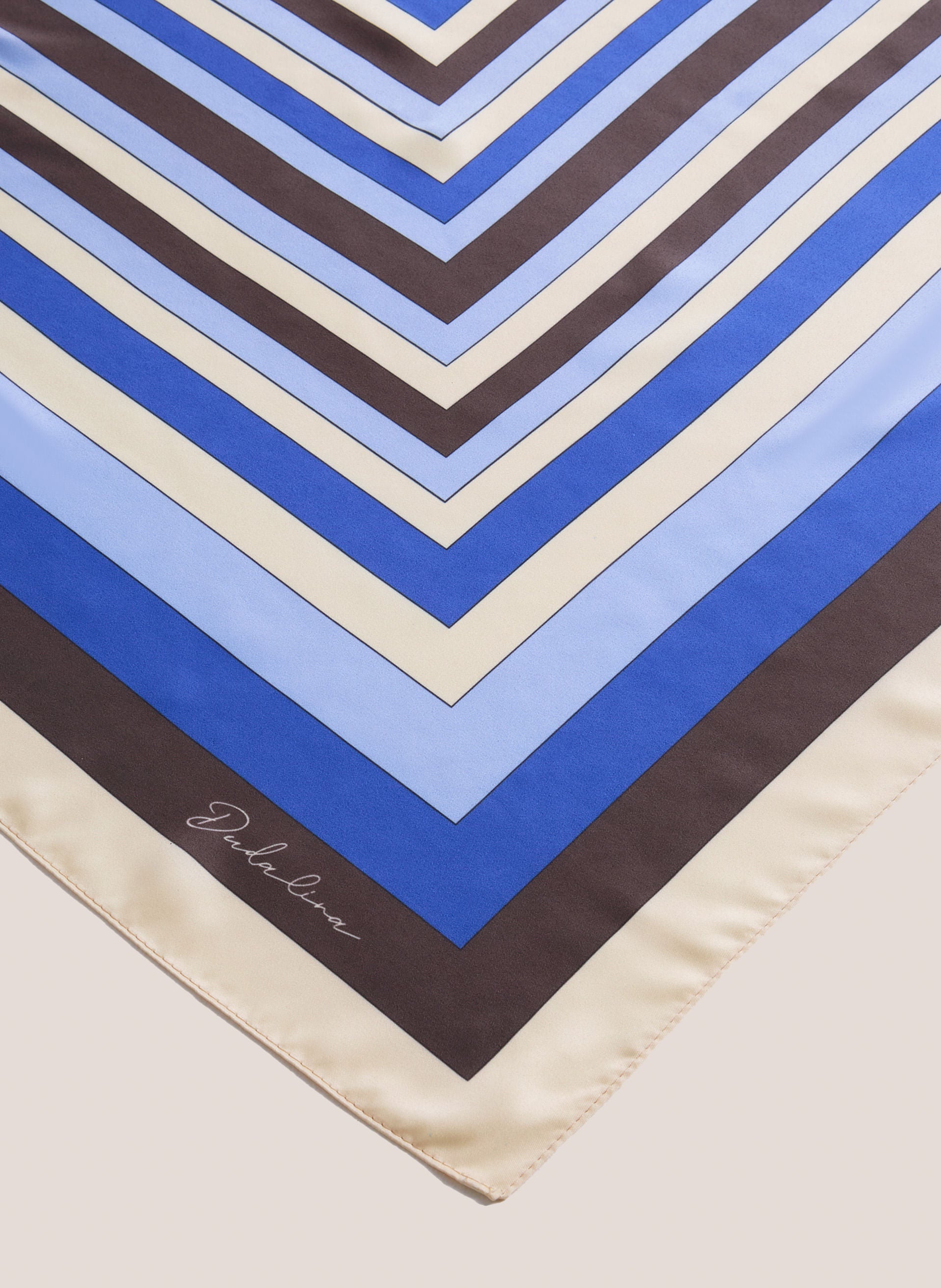 Lenço Geométrico Feminino Dudalina Estampa Azul Médio Sofisticado