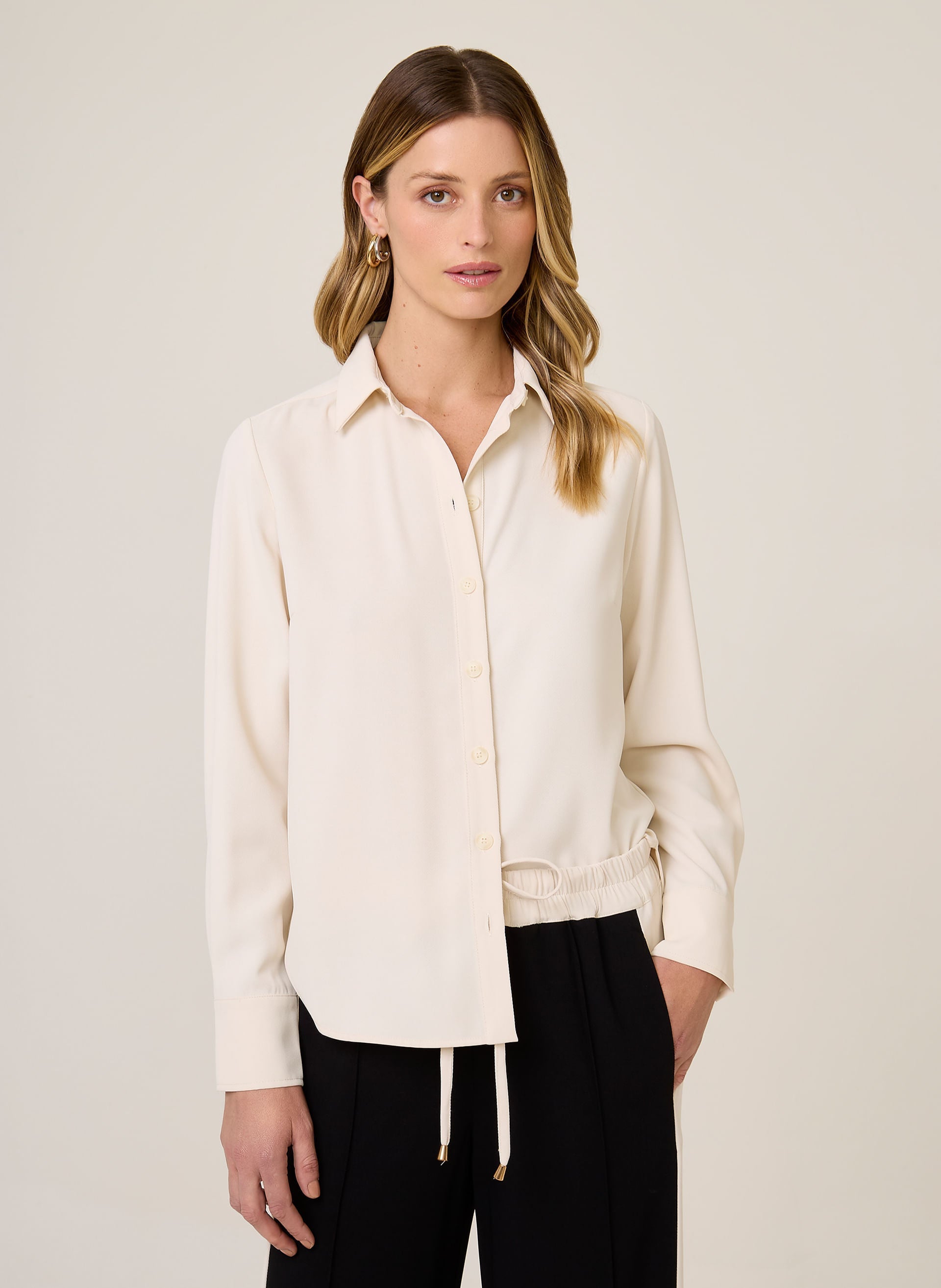 Camisa Feminina Regular Fit Luiza Dudalina Off White Elegante