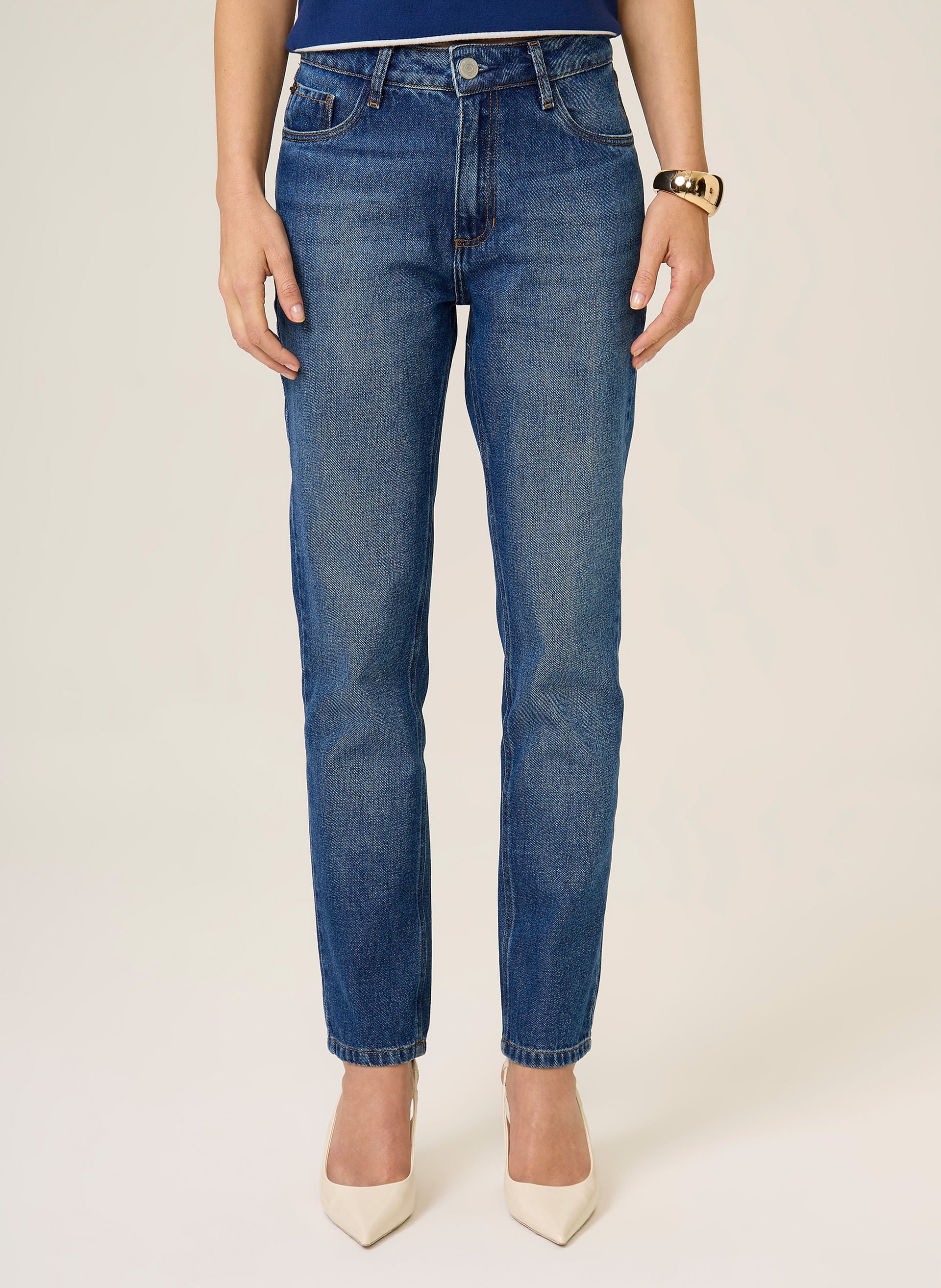 Calça Jeans Mom Feminina Dudalina Five Pockets Jeans Médio Confortável