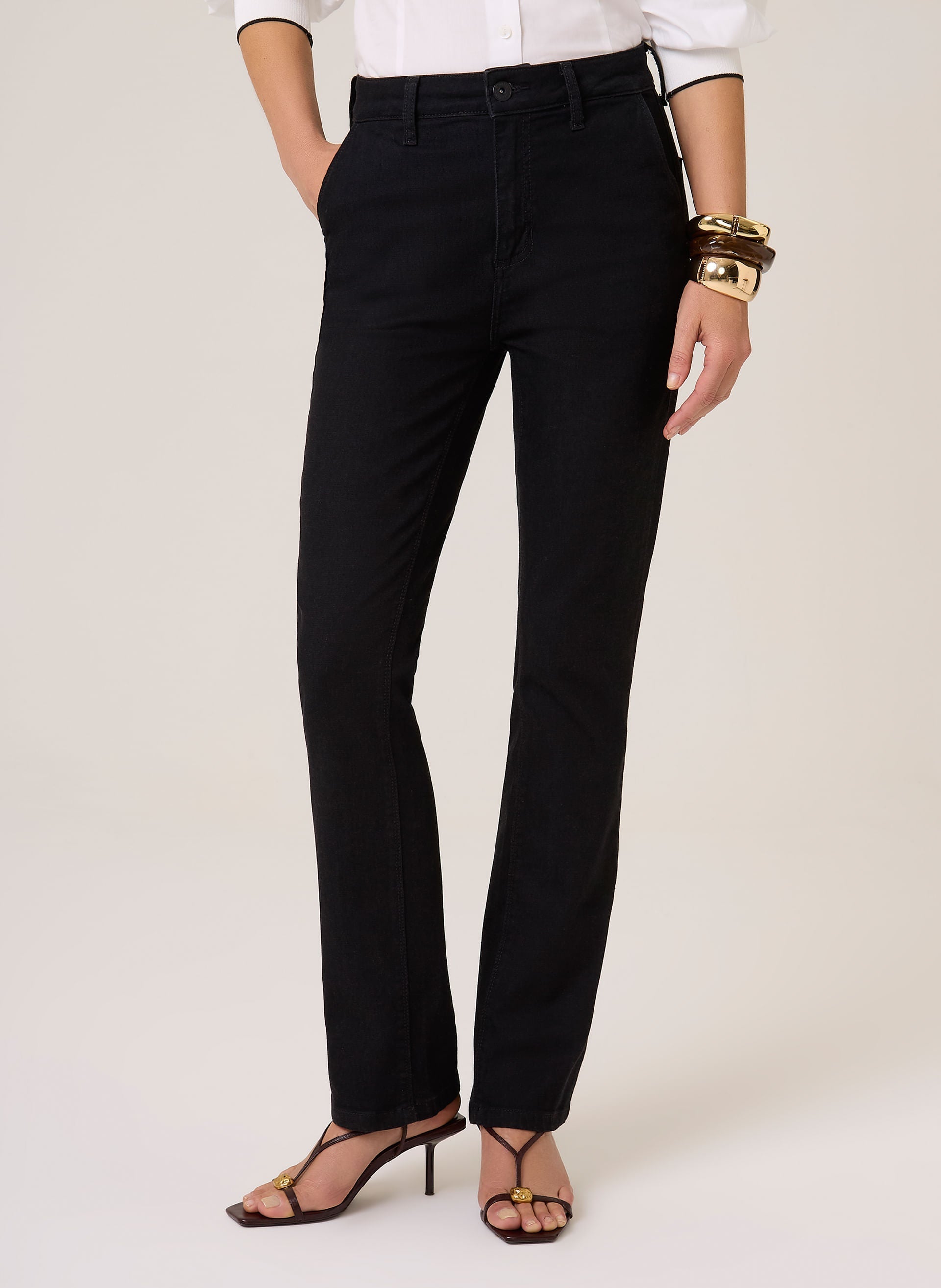 Calça Jeans Feminina Reta Poliana Dudalina Jeans Black Escuro Elegante