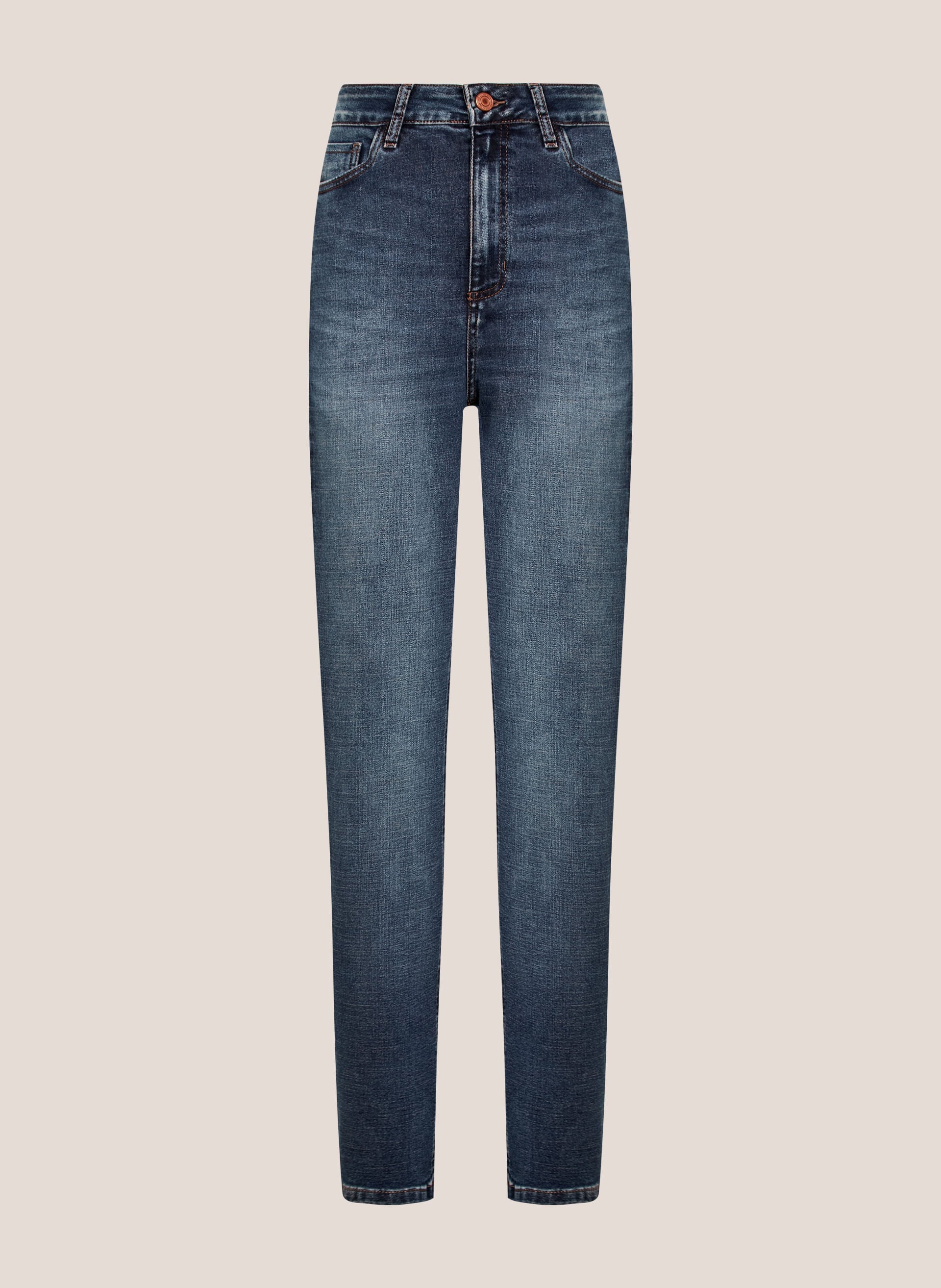 Calça Jeans Reta Feminina Dudalina Cintura Alta Azul Escuro