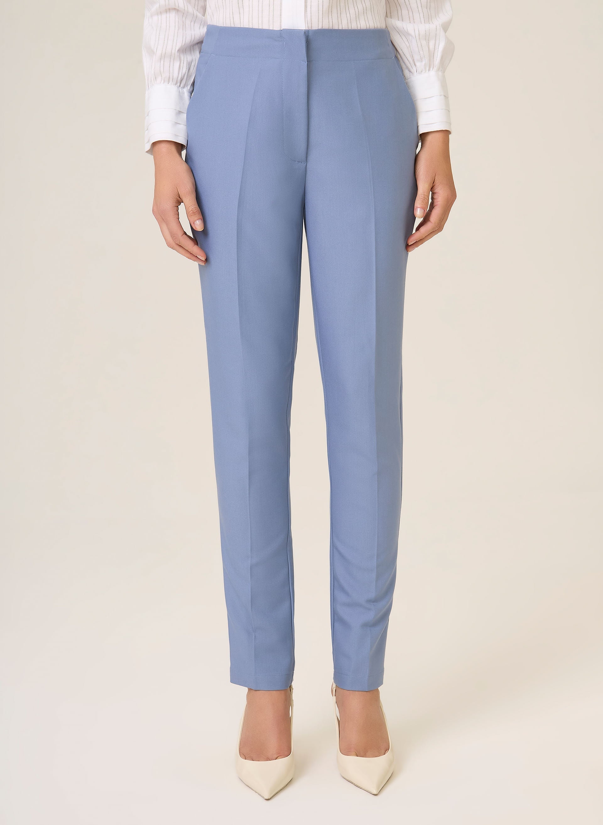 Calça Elástico Adriana Feminina Confortável e Elegante Azul Claro