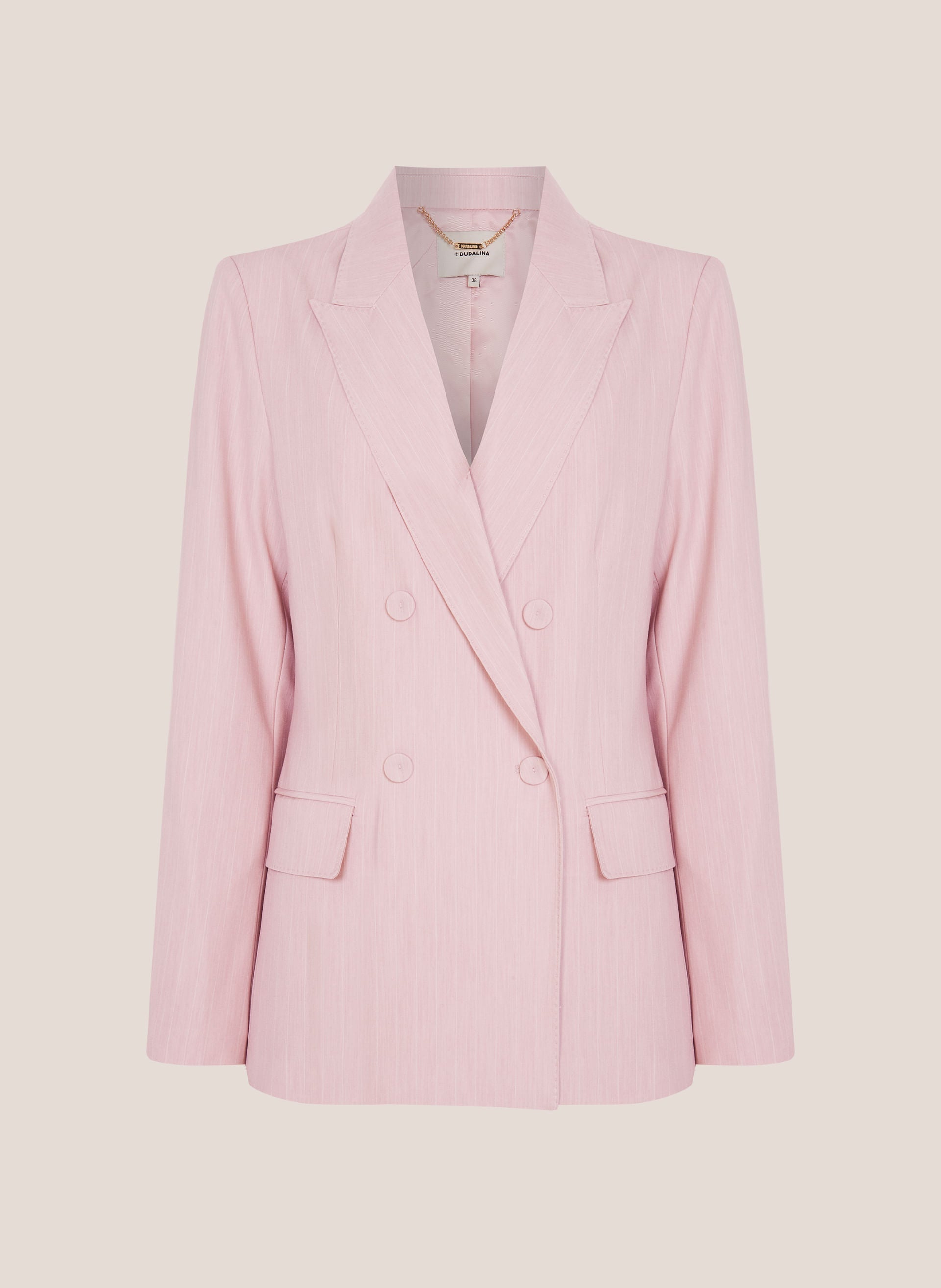 Blazer Transpassado Feminino Rosa Claro Com Gola Lapela Larga