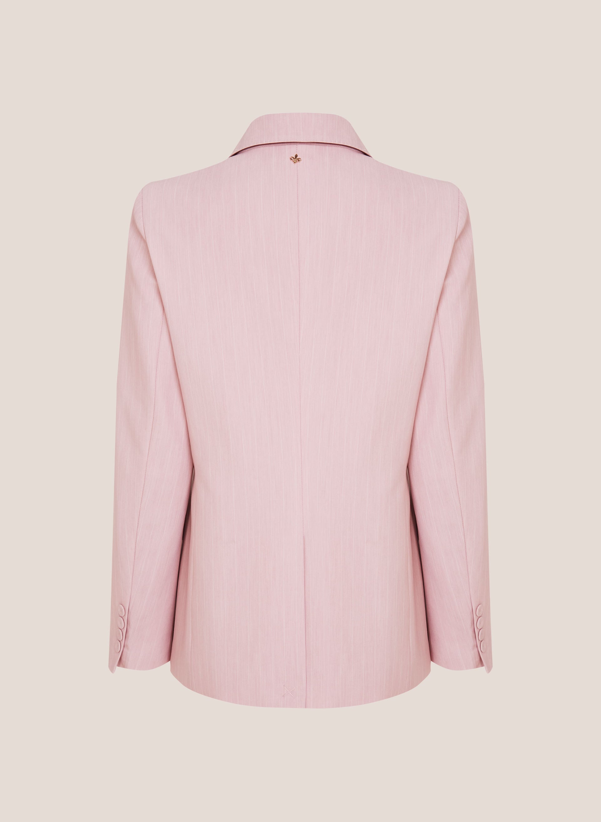 Blazer Transpassado Feminino Rosa Claro Com Gola Lapela Larga
