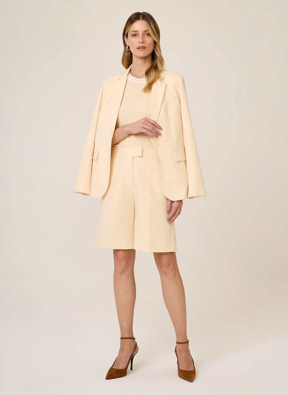 Blazer Slim Fit Patrícia II Feminino Amarelo Claro Elegante