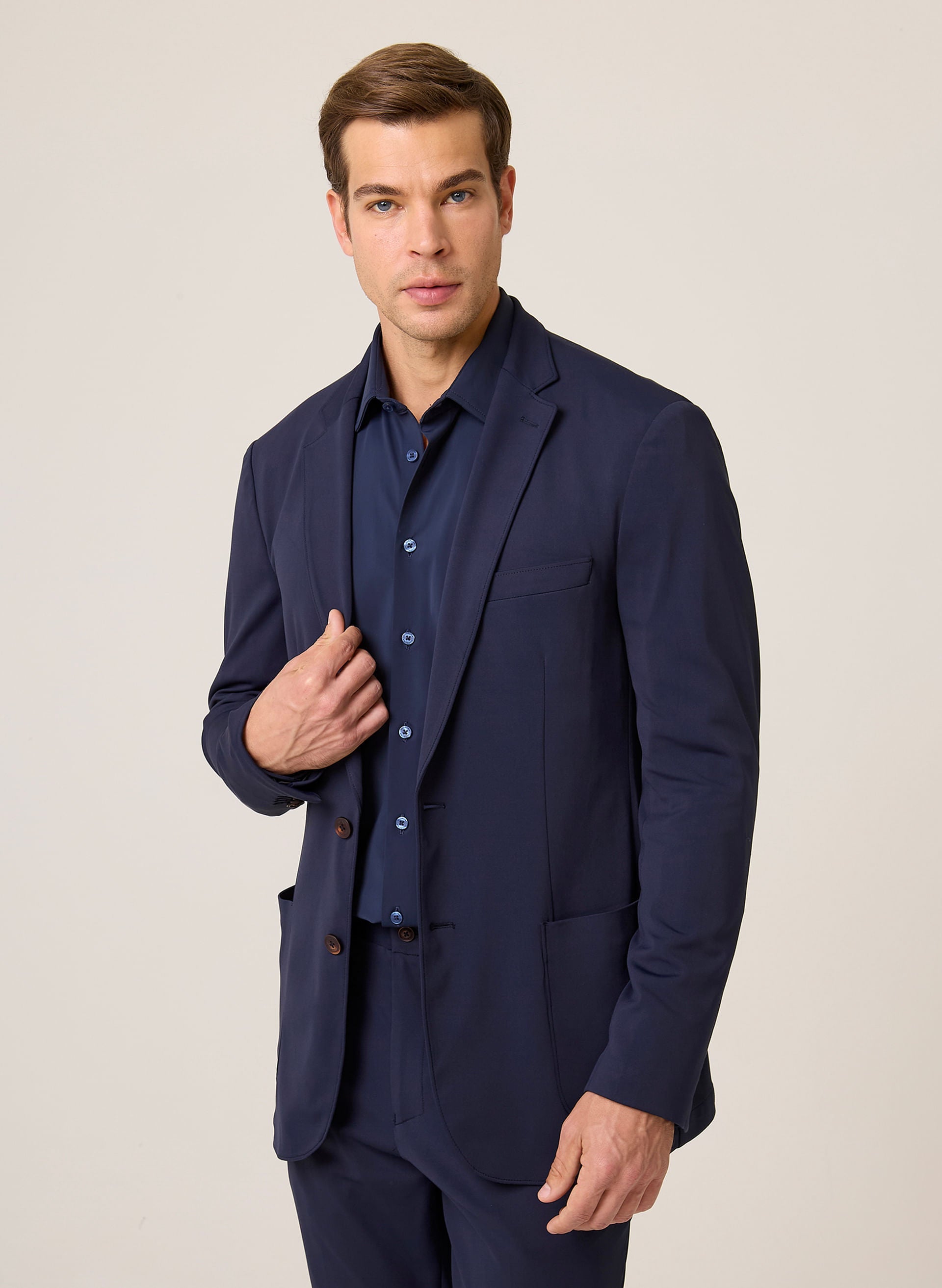 Blazer Masculino Tech Malha Performance Azul Marinho Confortável