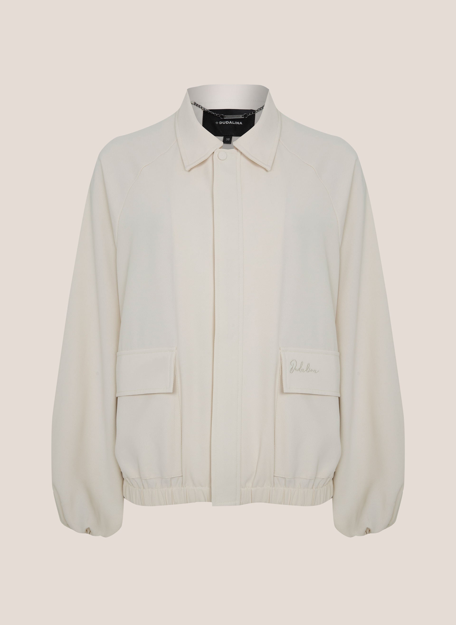 Jaqueta Parka Luiza Feminina Off White com Bolsos e Punhos Elásticos